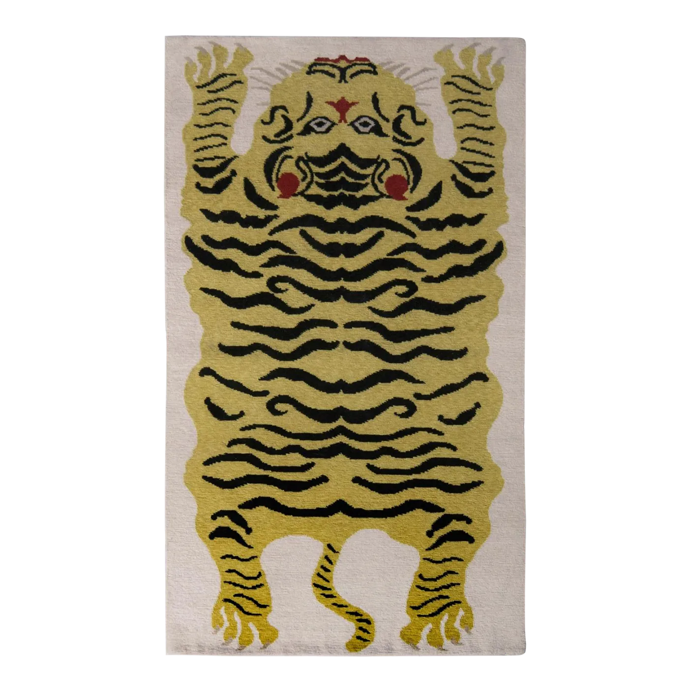 HandKnotted Tiger Rug in Gold Black and Beige Pattern by Rug & Kilim