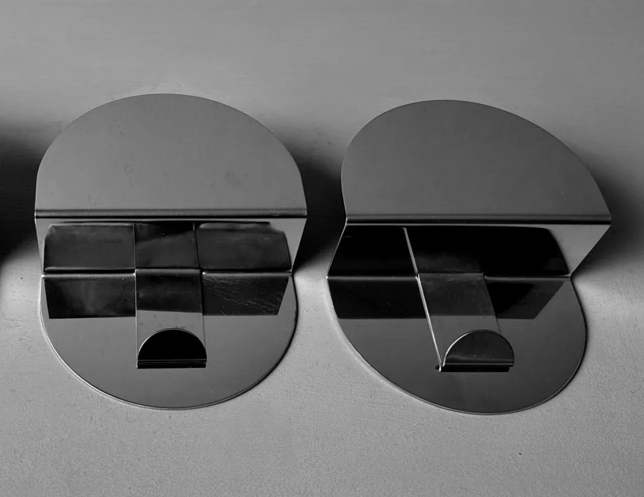 1970s Space Age Vintage Set of Three Italian Stainless Steel Wall Hooks