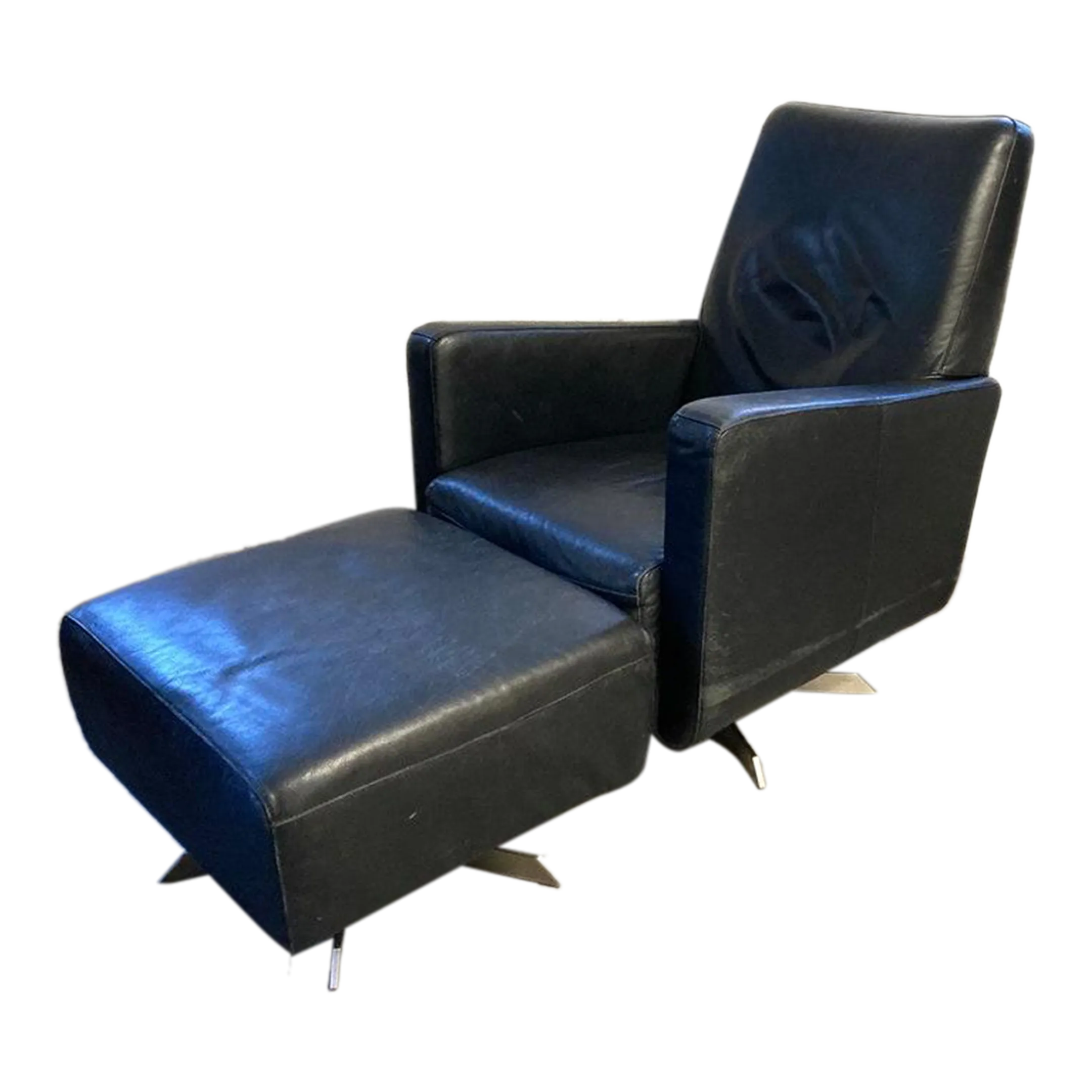 Vintage Mid Century Italian Leather Chair With Ottoman Chairish