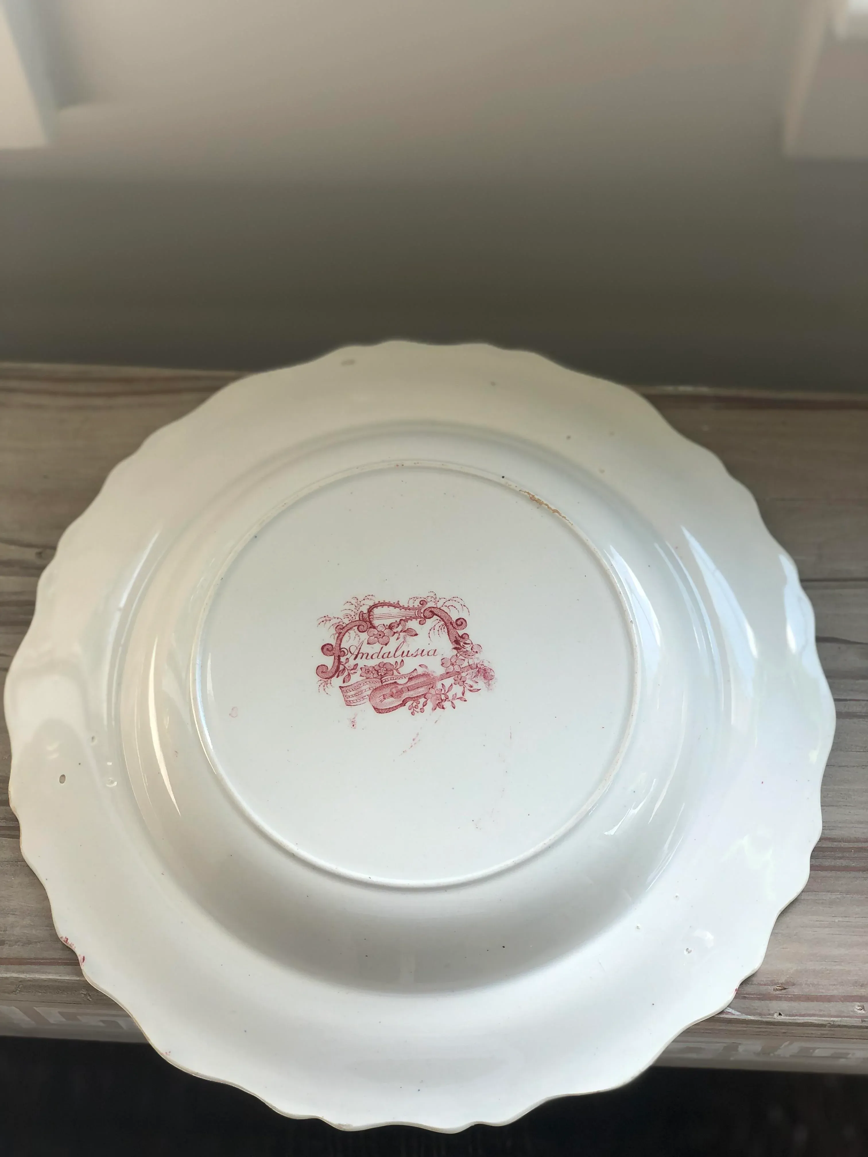 Antique Pink Staffordshire Transfer Plate in Andalusia Pattern