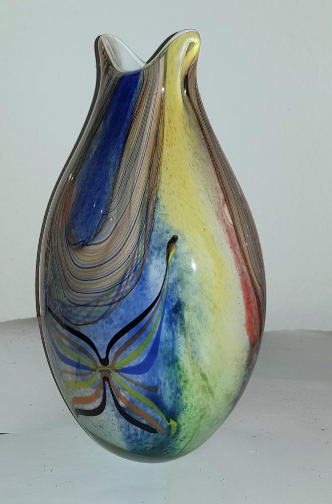 ★SALE★イタリア★T.MURANO GLASS★ガラス★手描き絵付★花瓶★ Murano Art Glass Vase | Chairish