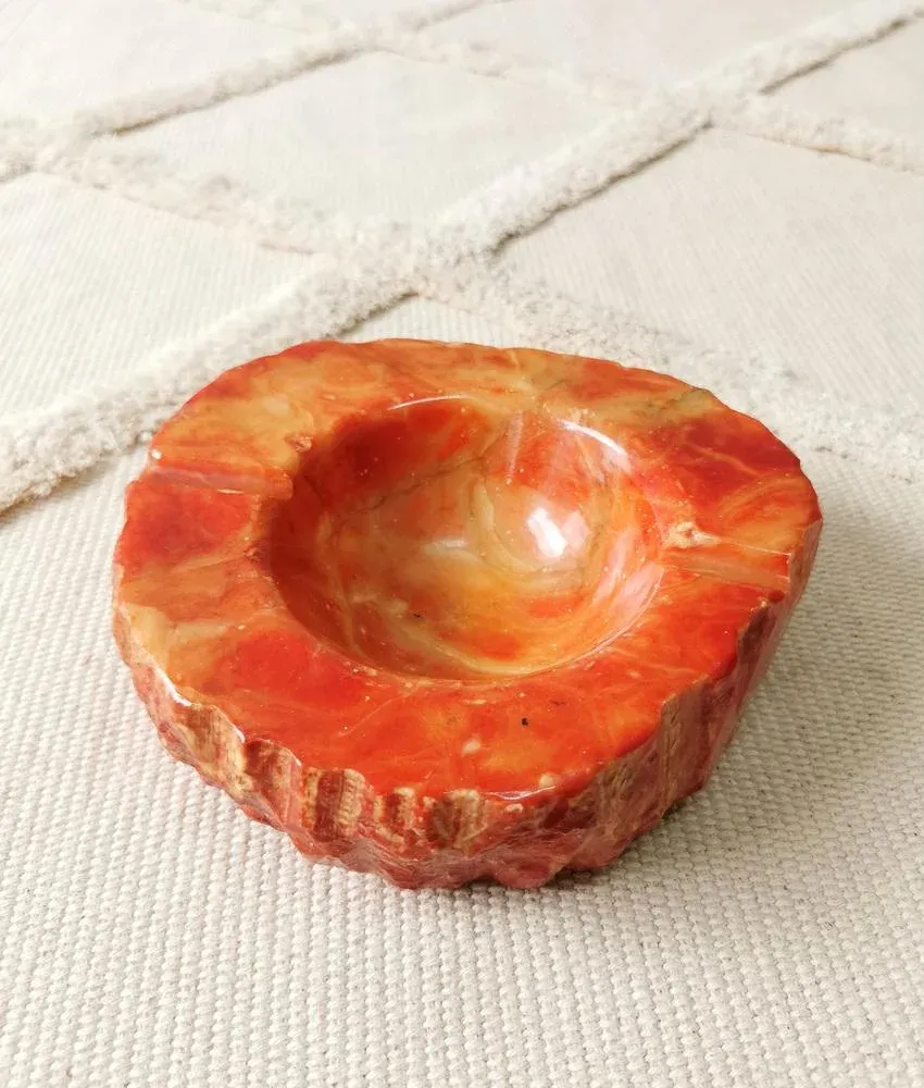 Vintage Coral Red Ashtray in Marble, 1960/70s | Chairish