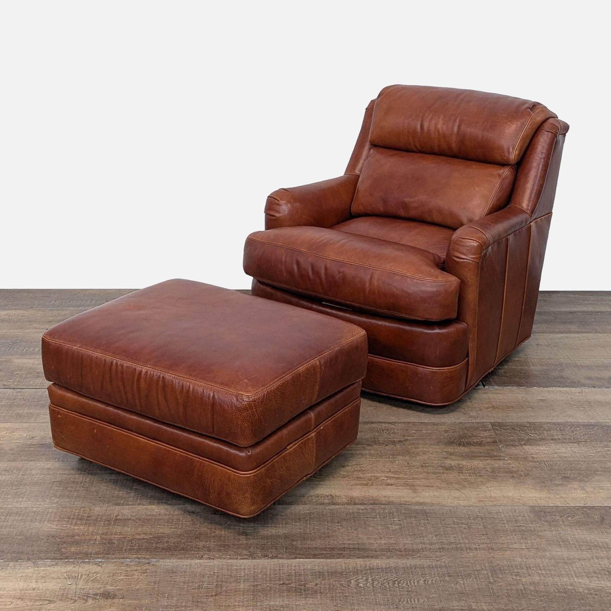 Recliner Armchair Thomasville Top Grain Leather Pedestal Recliner