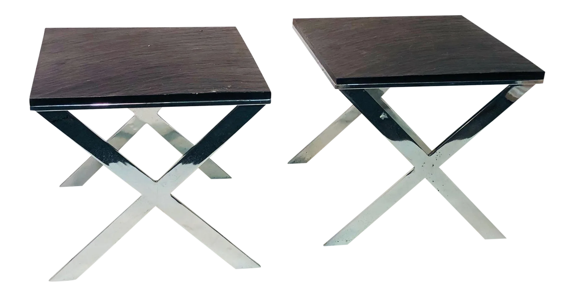 1970s X Base Bench Side Tables a Pair Chairish