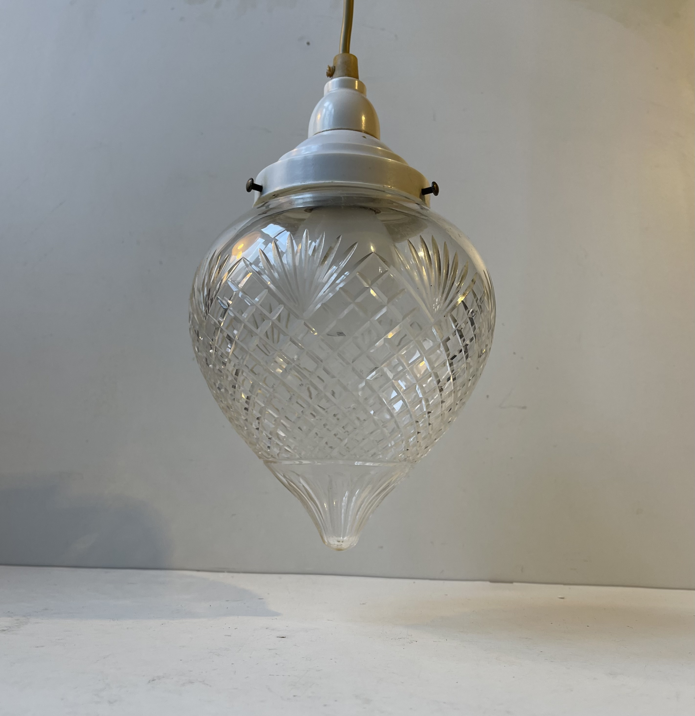 Art Nouveau Jugend Crystal Hallway Pendant Lamp, 1920s