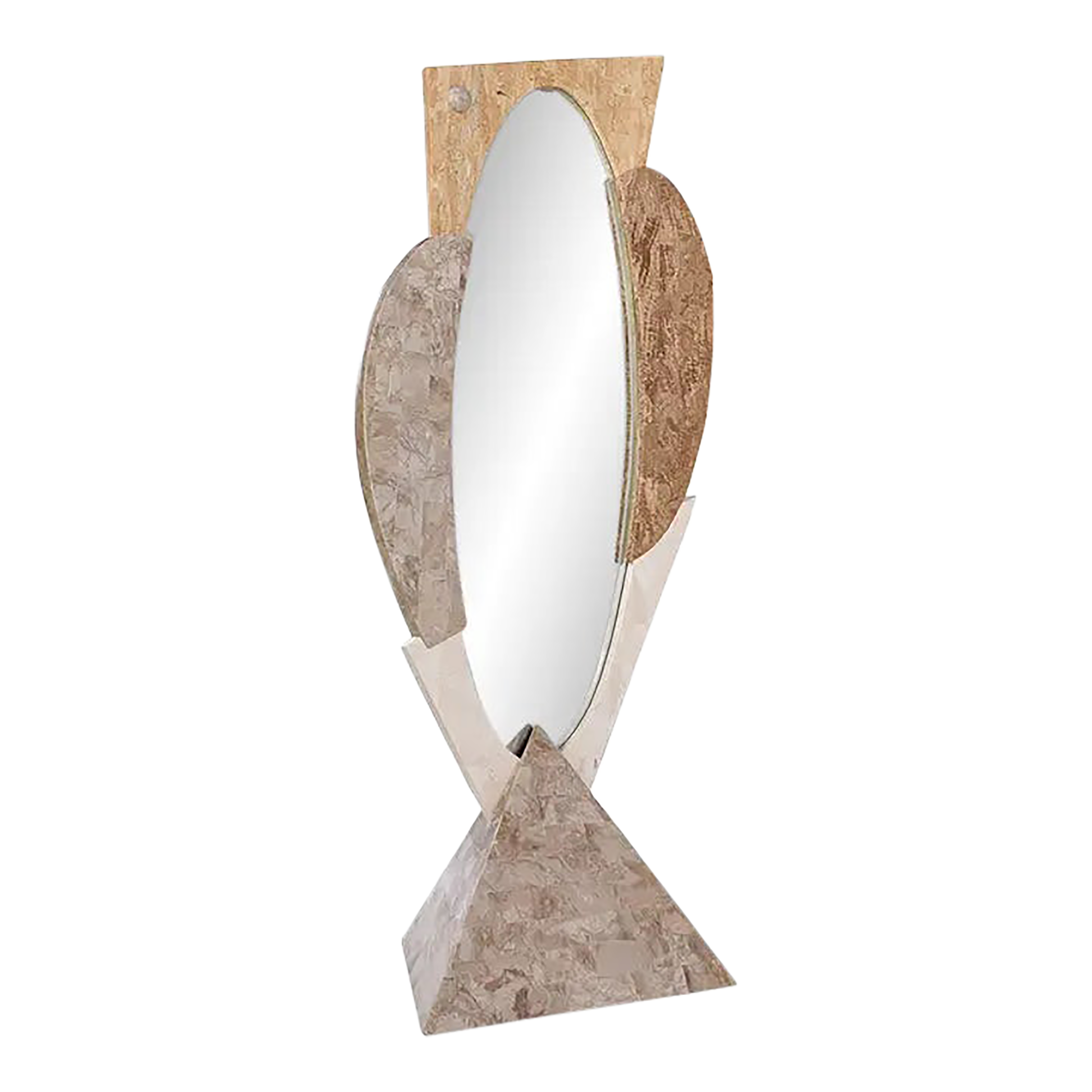 Art Deco Coastal Marquis Collection of Beverly Hills Tessellated Stone Full Length Floor Mirror