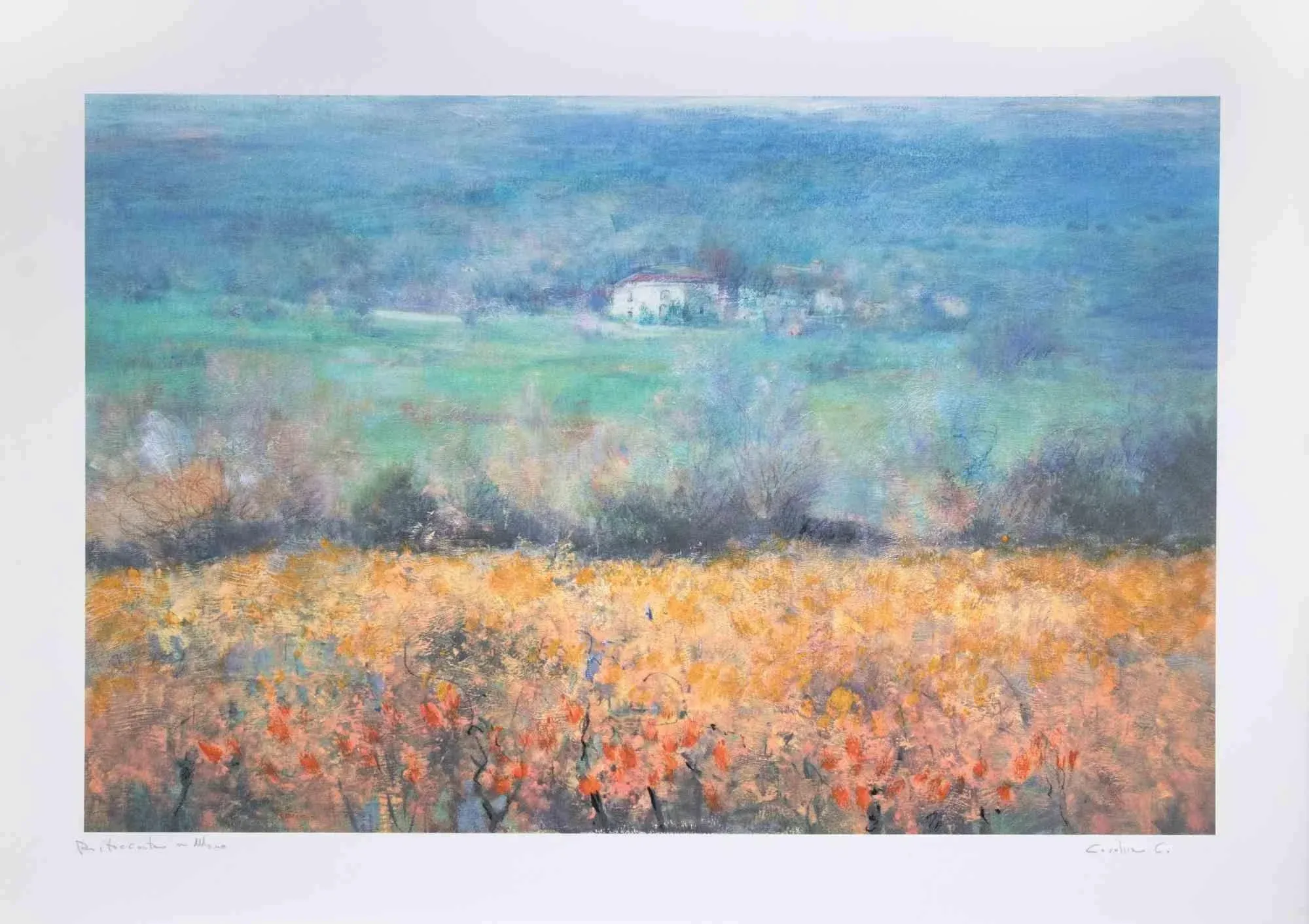 Carlo Cordua, Landscape, Lithograph, 1980sWedding Dress