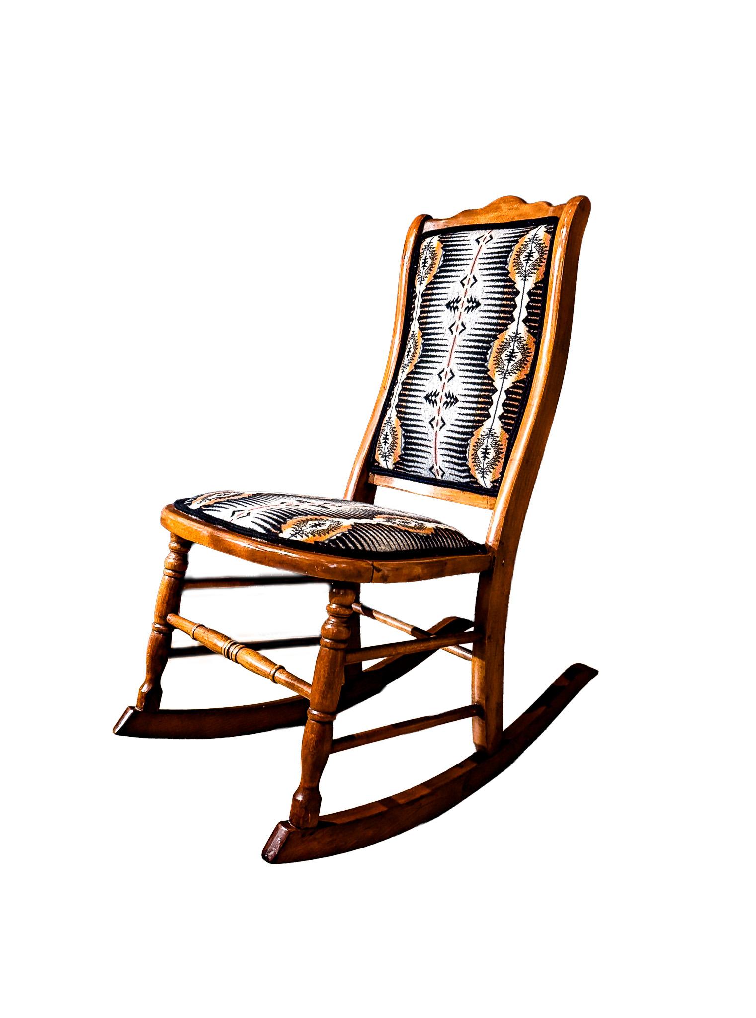 Early 20th Century Reupholstered Rocking Chair