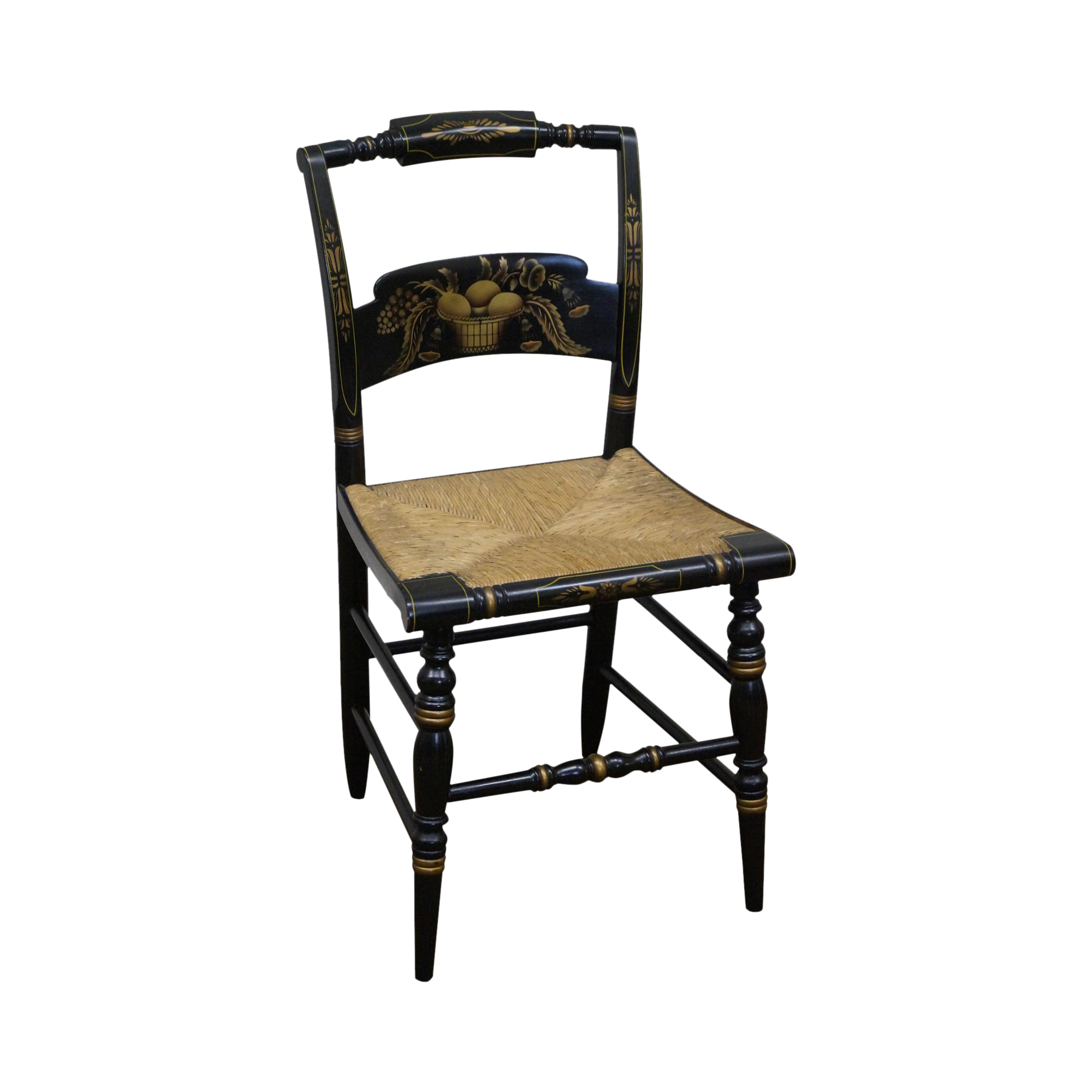 Hitchcock Black Stenciled Rush Seat Chair Chairish