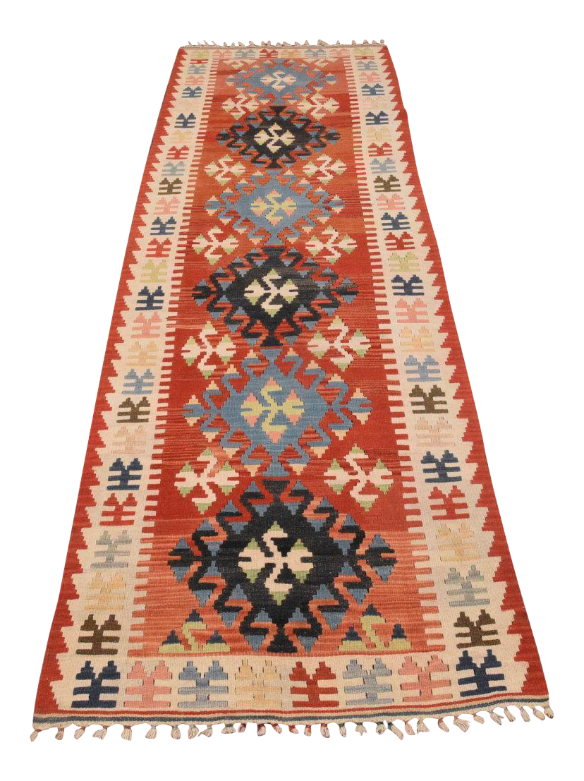 Vintage Handmade Turkish Kilim Runner Rug 2'11" X 10'1" Chairish