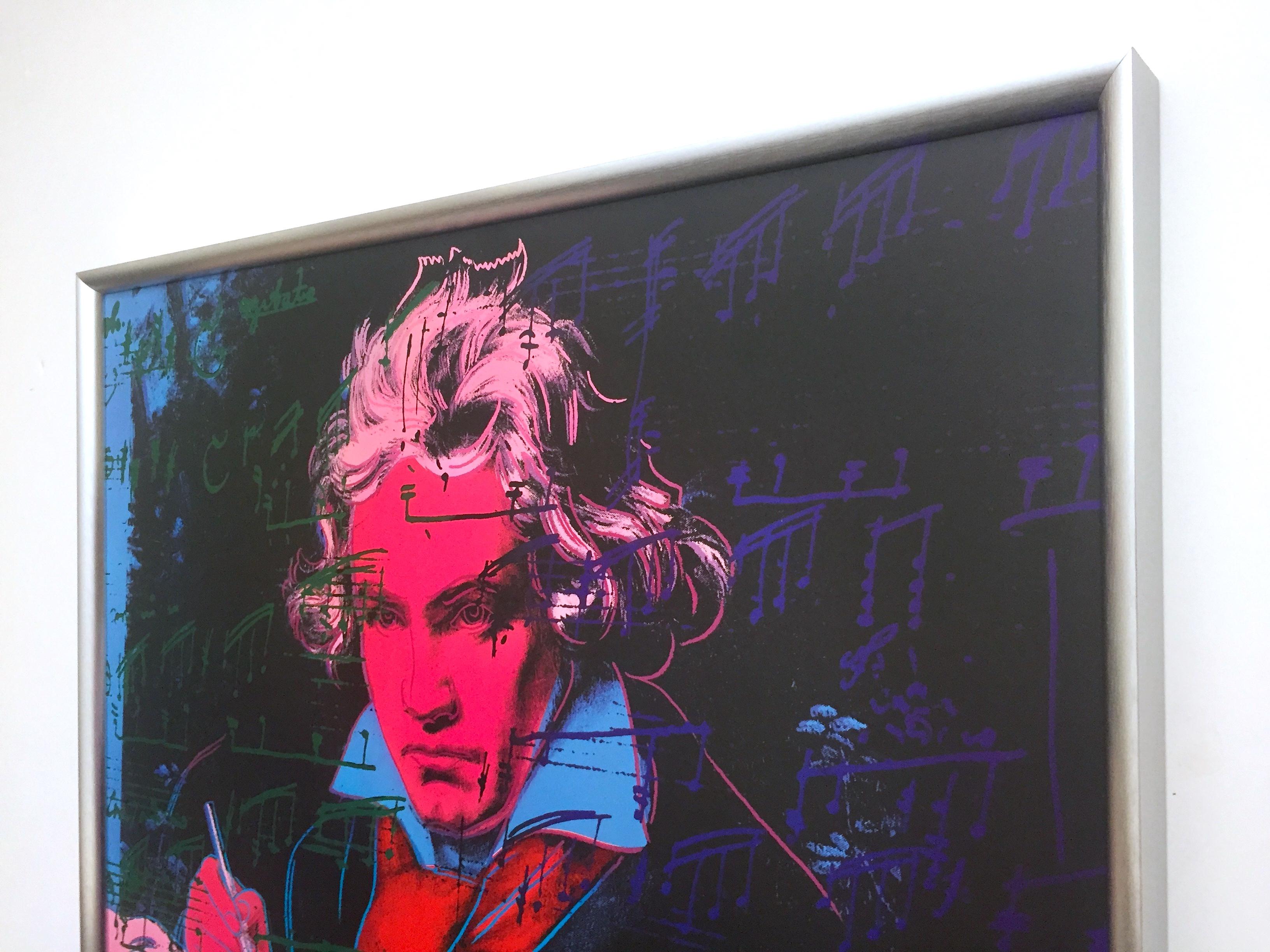 Andy Warhol Foundation Vintage 1992 Lithograph Print Framed Pop Art Poster   Beethoven  1987