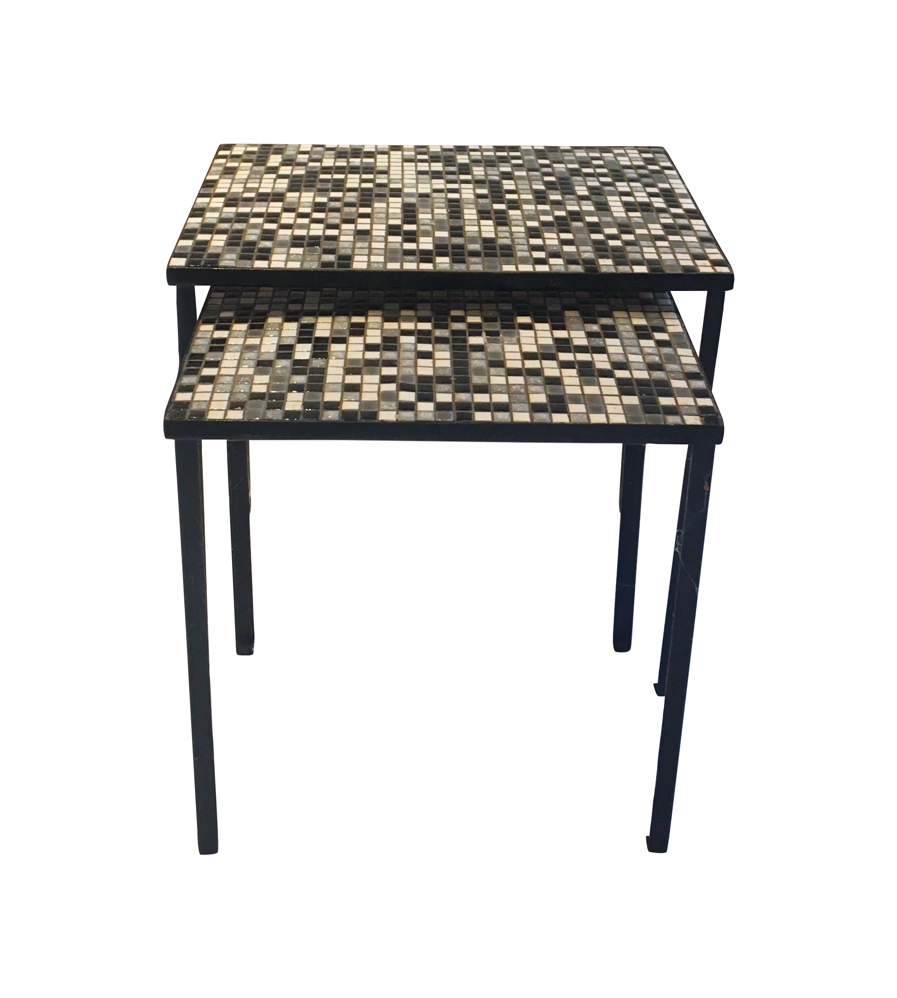 Vintage Black & White Tile Nesting Tables 2 Chairish