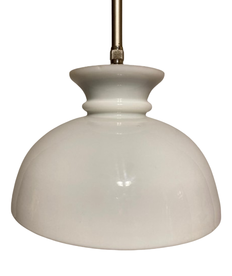 Opaline Glass Pendant Lamp for Kitchen Counter Upcycled from Vintage Glass Shade, 1950s