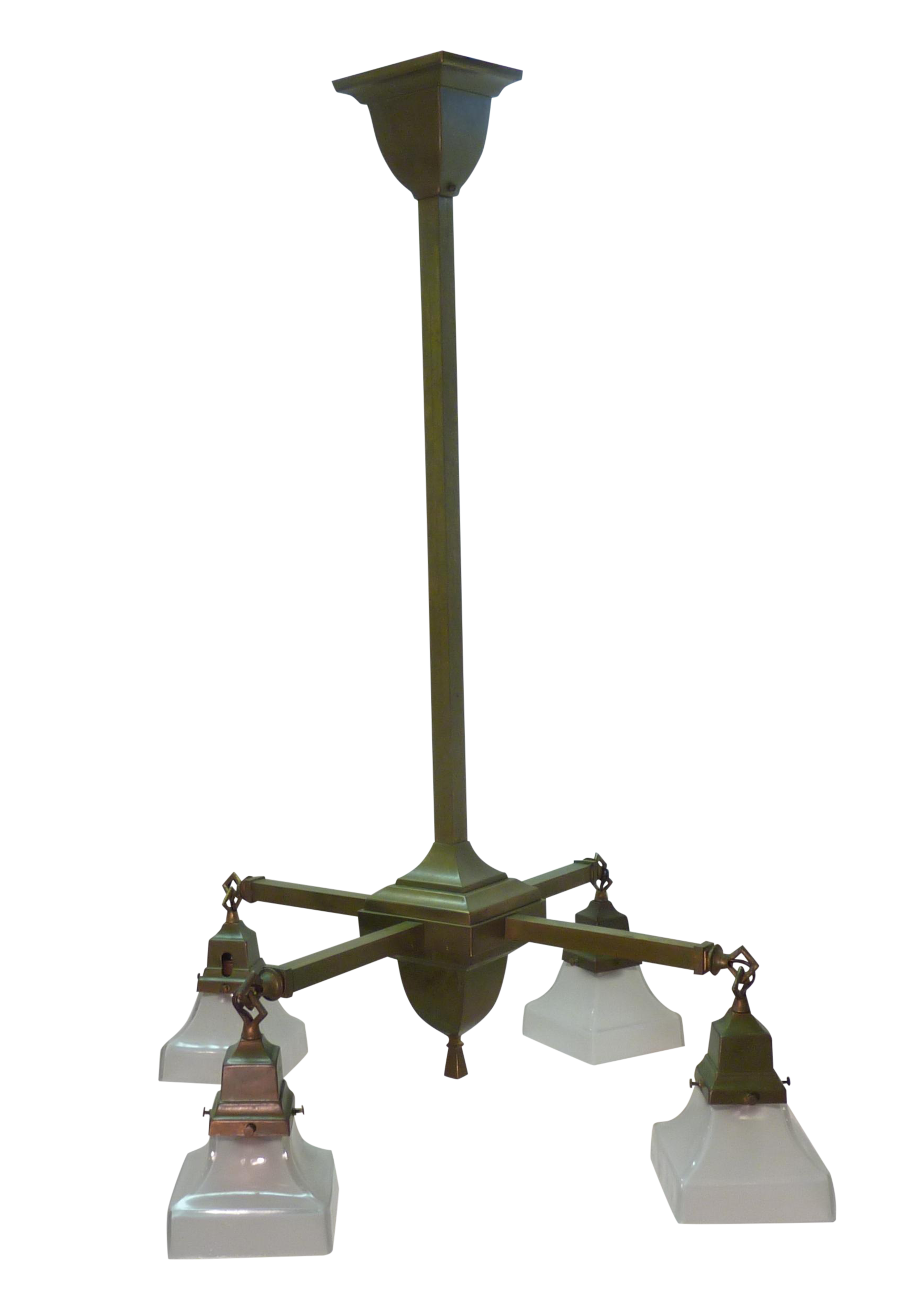 MidCentury Brass Chandelier With Glass Shades Chairish