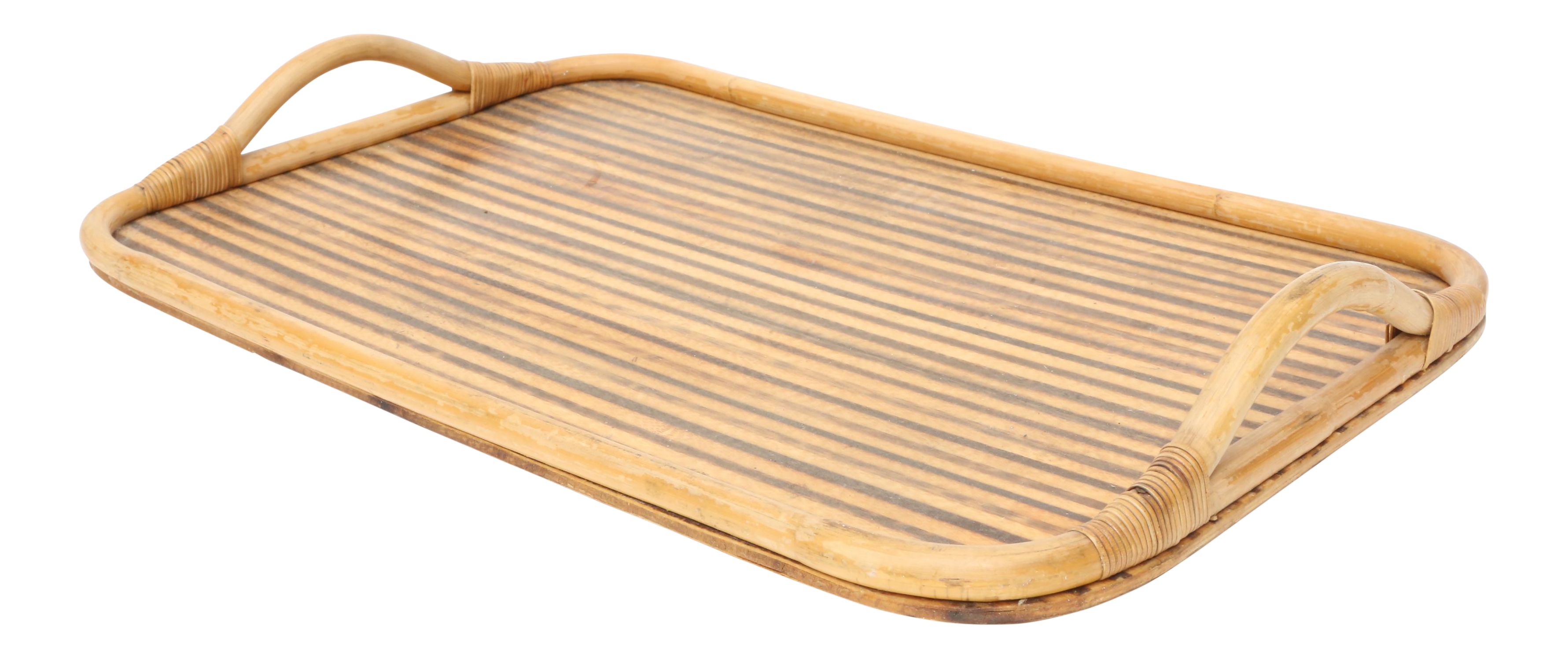 Vintage Bamboo And Rattan Serving Tray Chairish