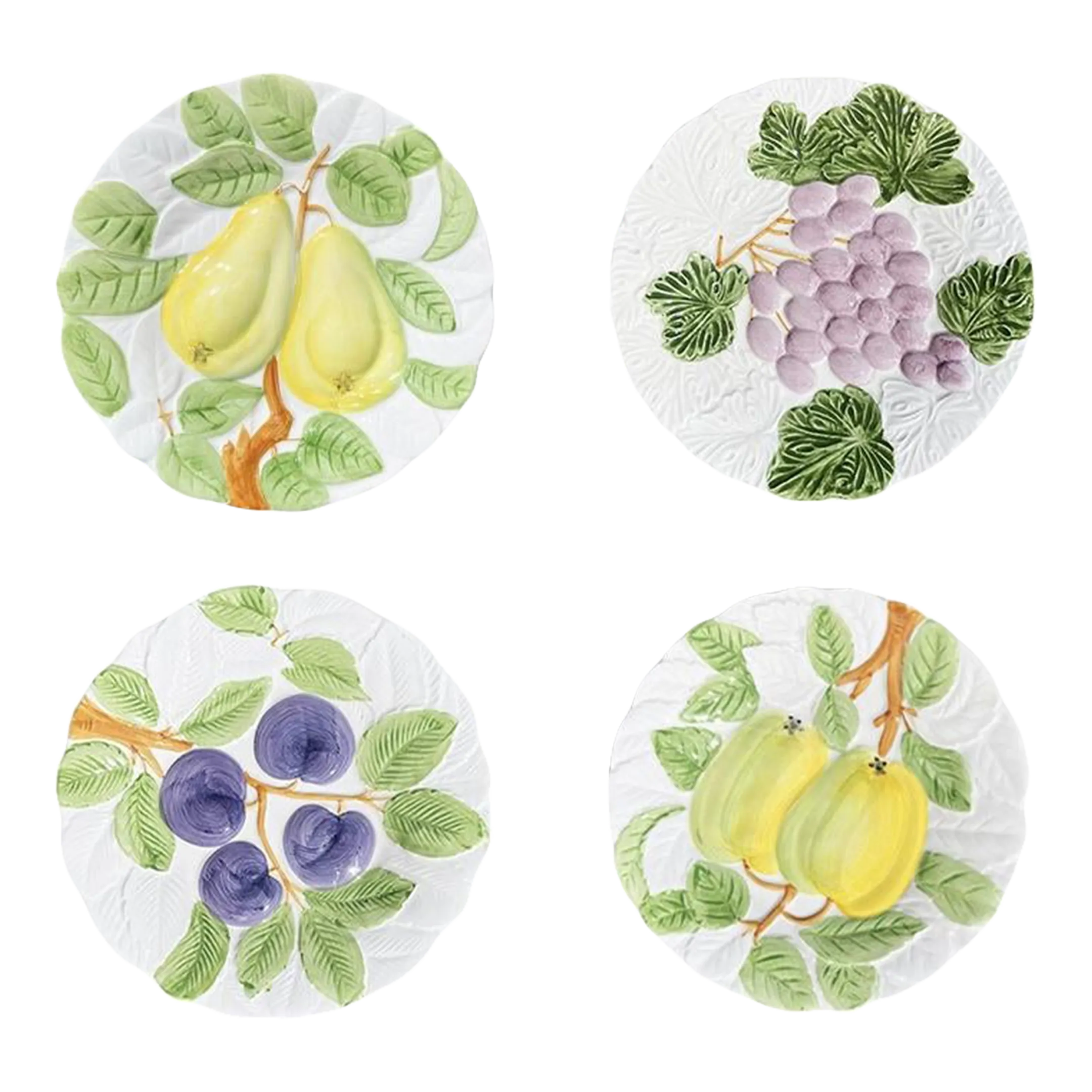 Set of 4 Fruit Du Jour Decorative Ceramic Plates by Shafford 1987