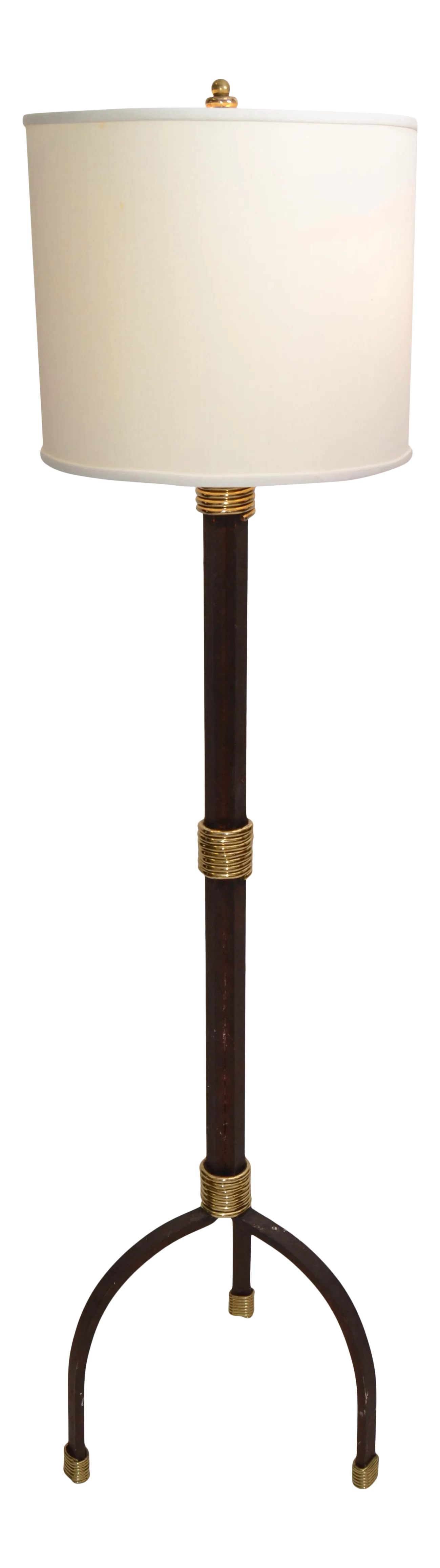 MidCentury Modern Brass & Handcrafted Cast Iron Floor Lamp on Tripod