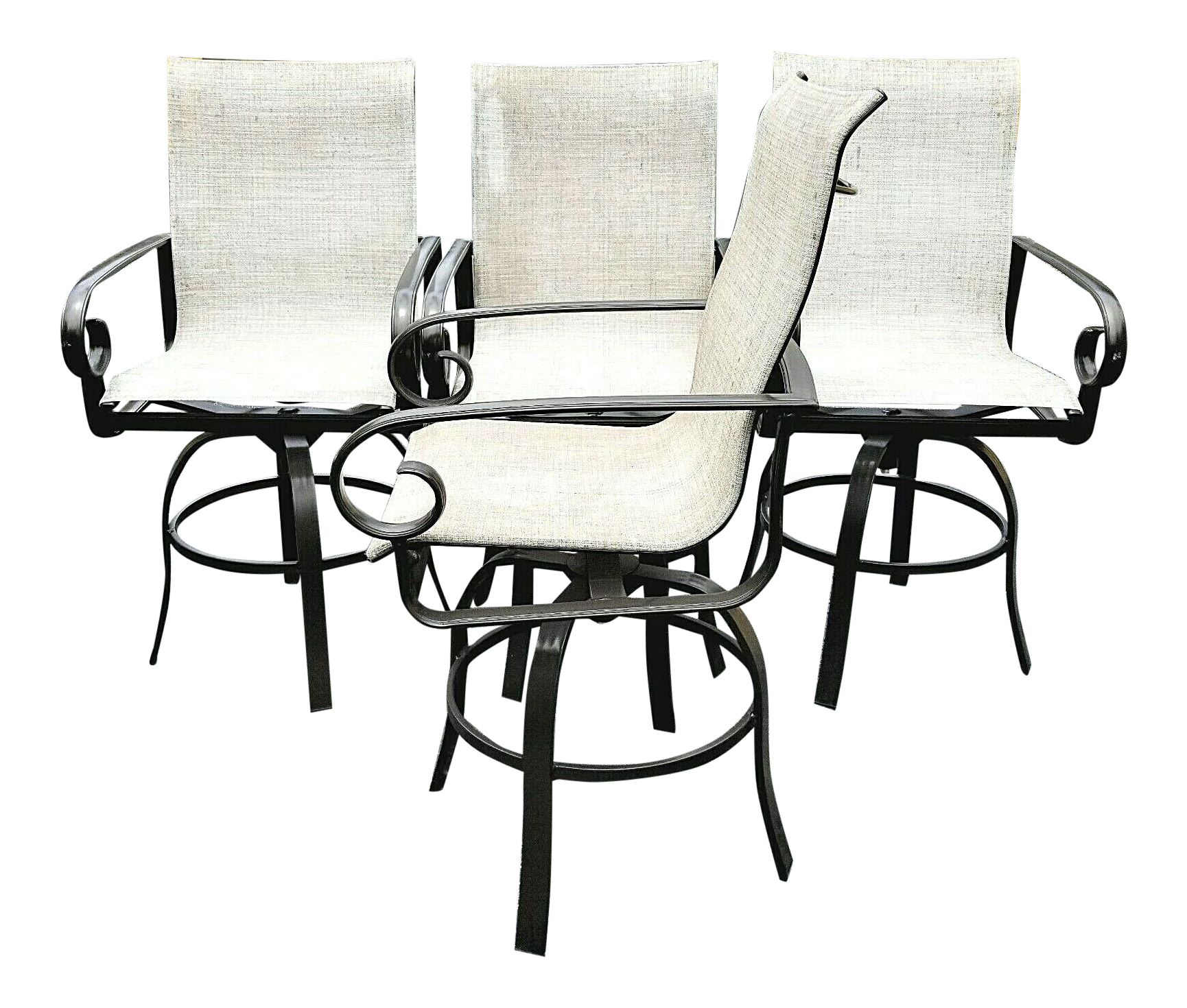 Winston Veneto Outdoor Sling Cast Aluminum Side Swivel Bar Stools Set Of 4 Chairish