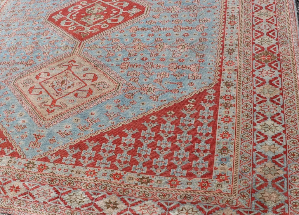 Early 20th Century Antique Persian Qashqai Shiraz Tribal Rug With 