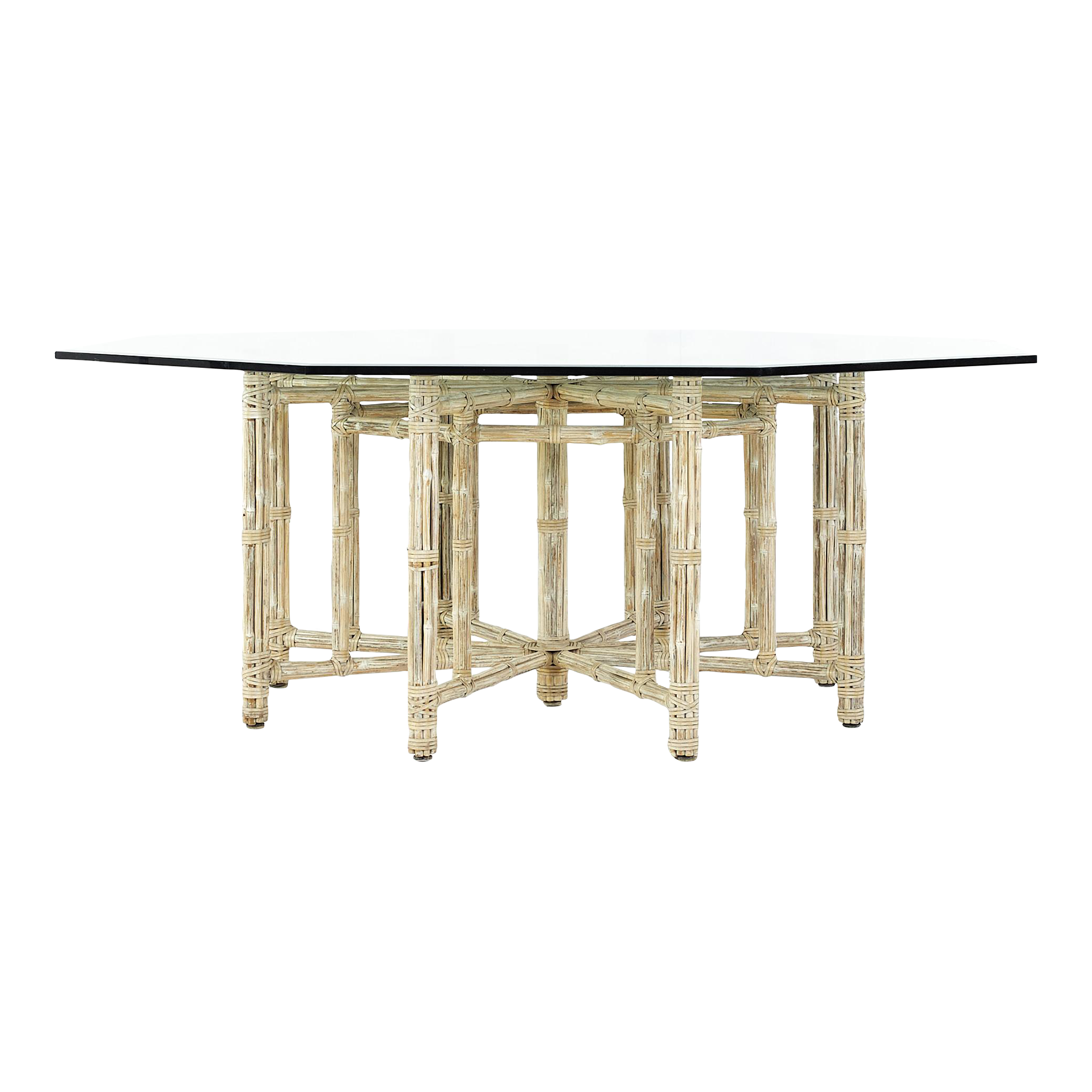 McGuire for Baker Furniture Mid Century Bamboo and Glass Hexagonal