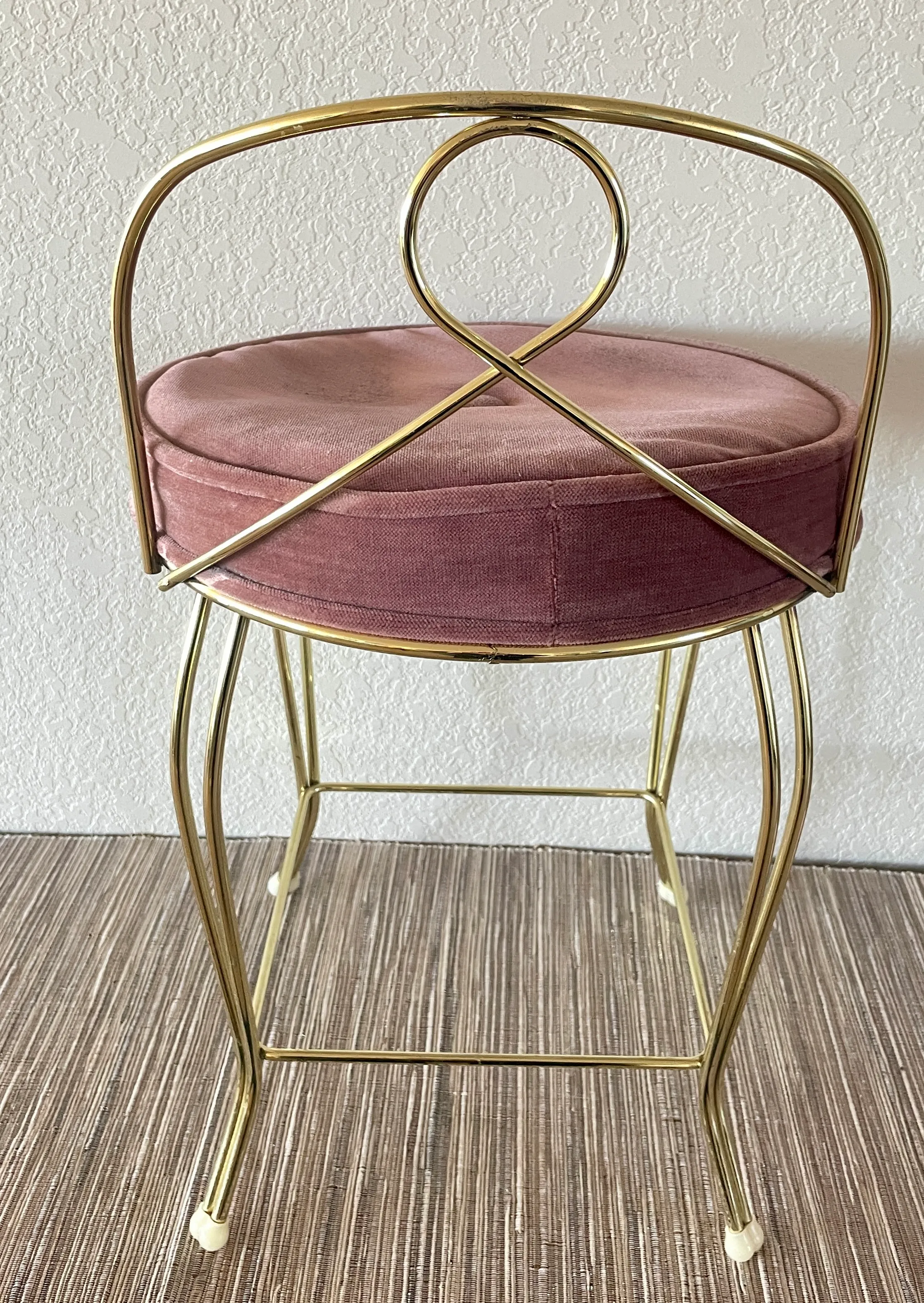 Mid 20th Century Vintage George Koch Mauve Vanity Stool Chair