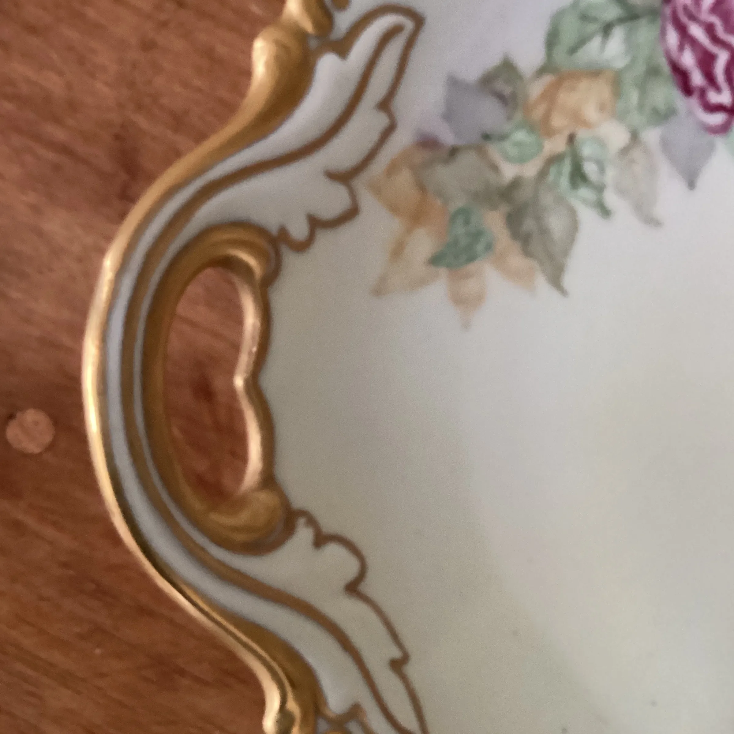Antique Porcelain Handpainted With Gold Trim Serving Plater by  display picture 1