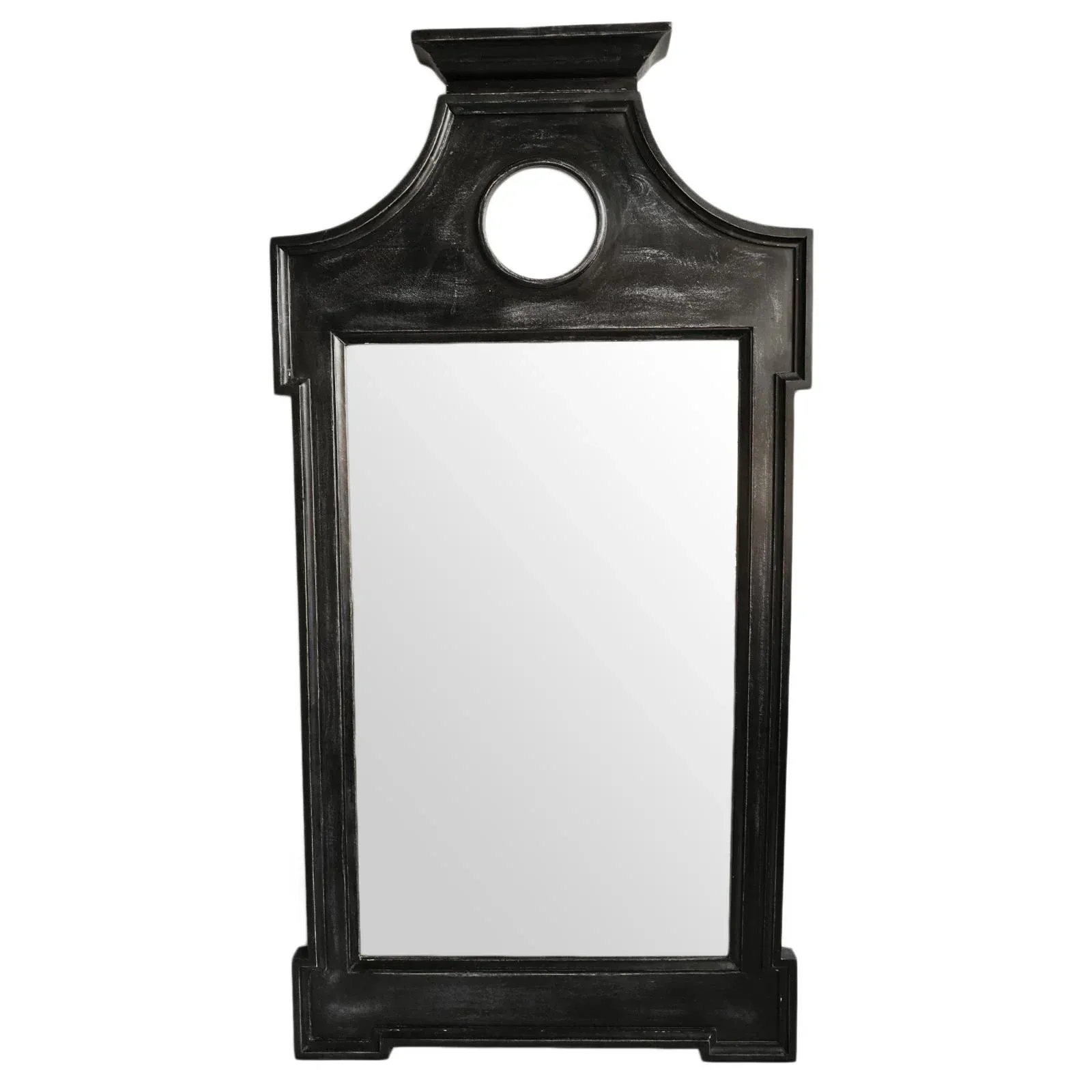 Vintage Black Agra Colonial Hall Full-Length Mirror