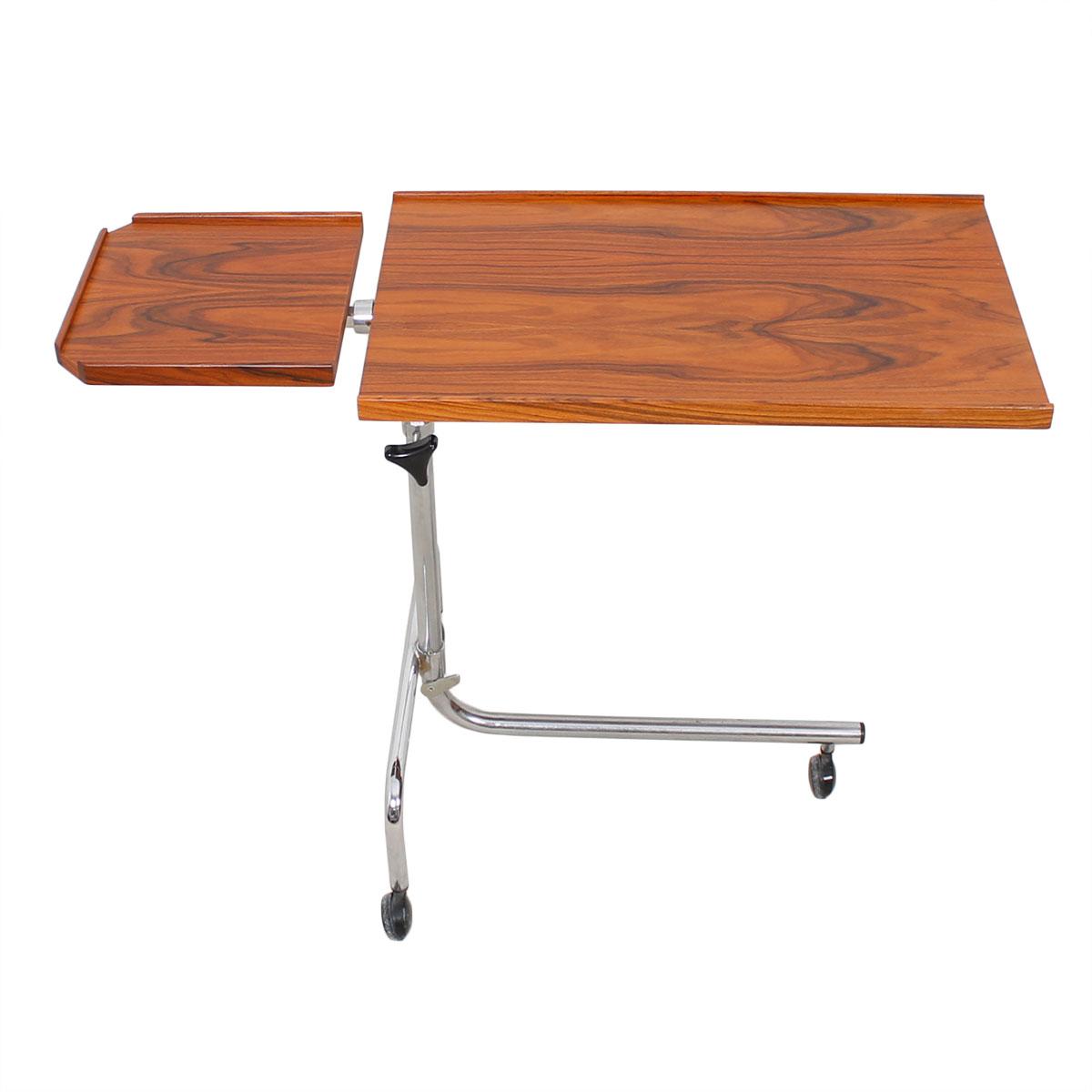 Danish Rosewood & Chrome Adjustable Tray Table Chairish