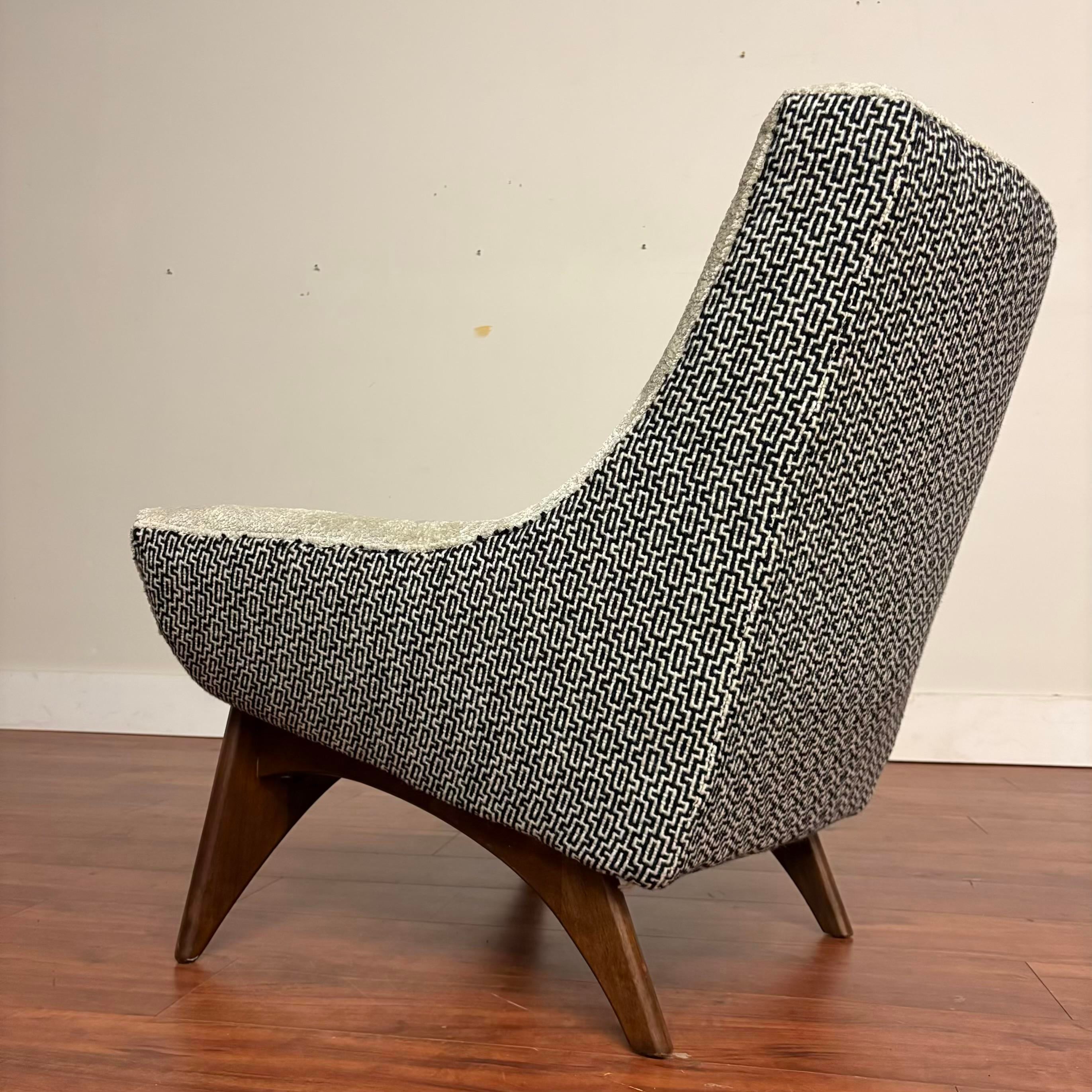 Mid-Century Adrian Pearsall Lounge Chair, Newly Reupholstered in Knoll Ita & Nobilis Arctique