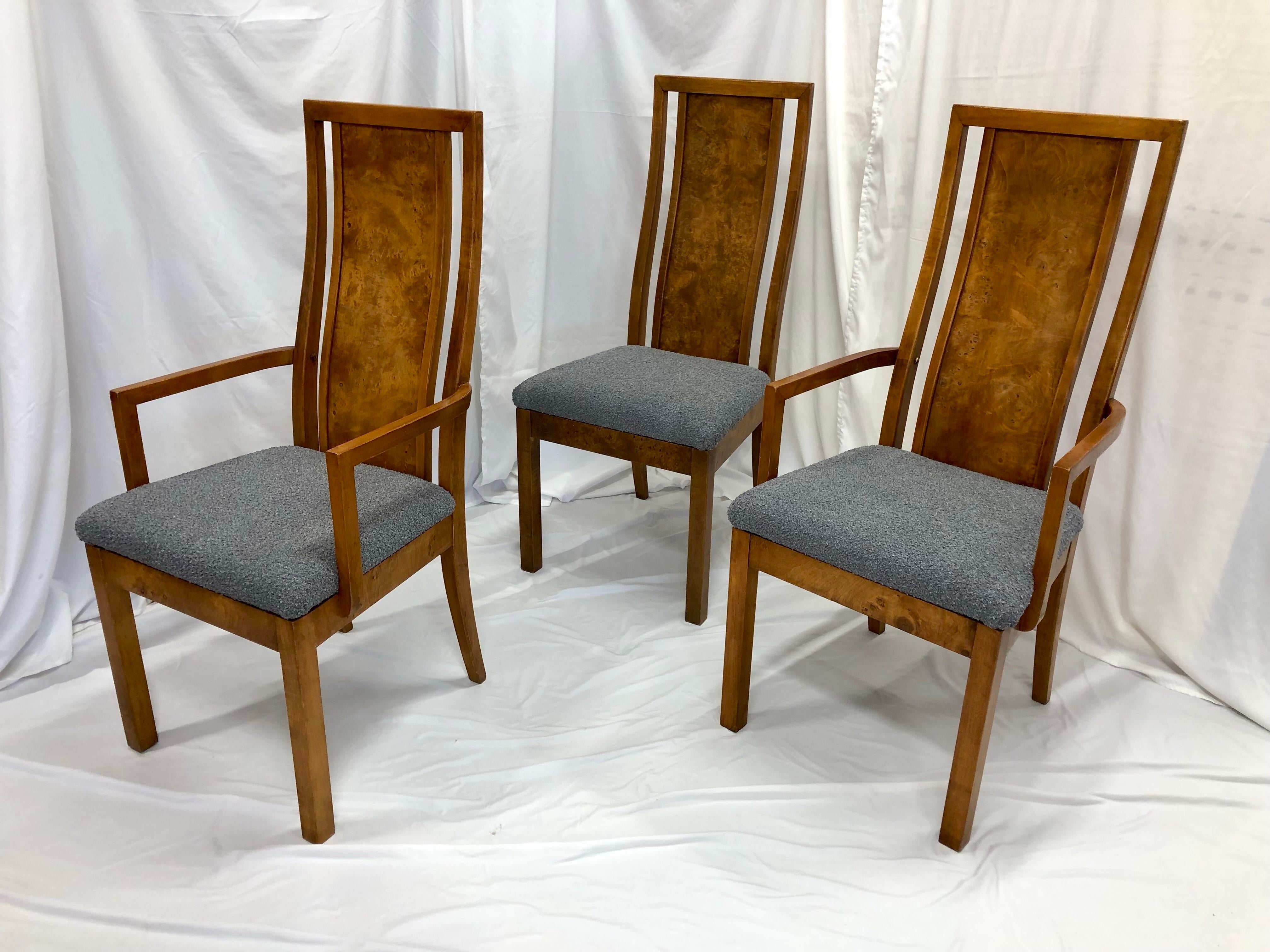 Mid 20th Century Burlwood Dining Chairs for Thomasville Set of
