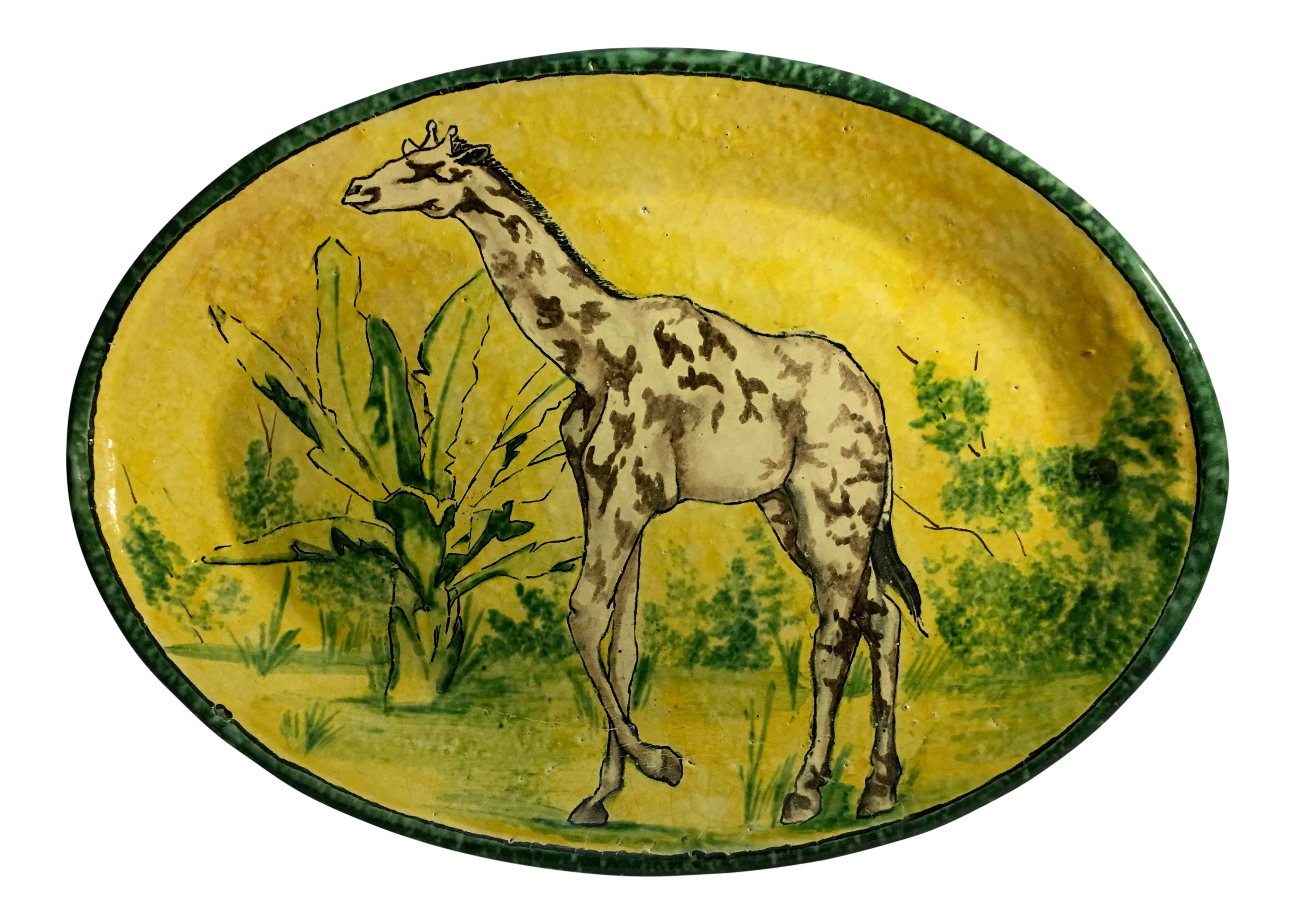 Vintage Giraffe Design Terra Cotta Platter Chairish