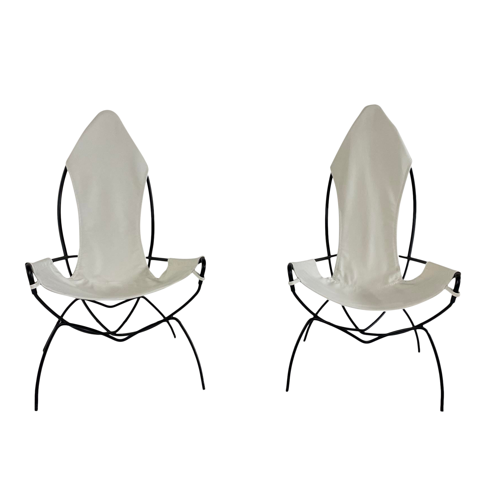 Vintage Tony Paul Italian White Leather Sling Chairs, 1950s Chairish