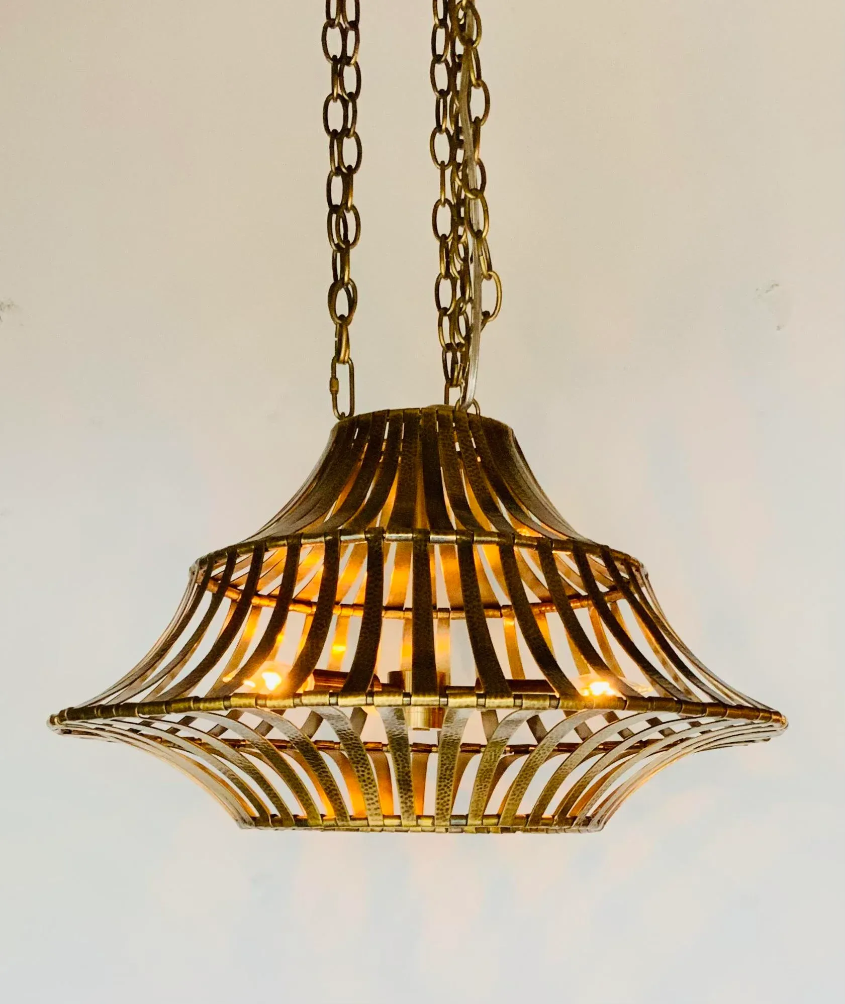 Currey \u0026 Co. Modern Antique Brass Finished Chandelier Prototype | Chairish, image size:1681x1998