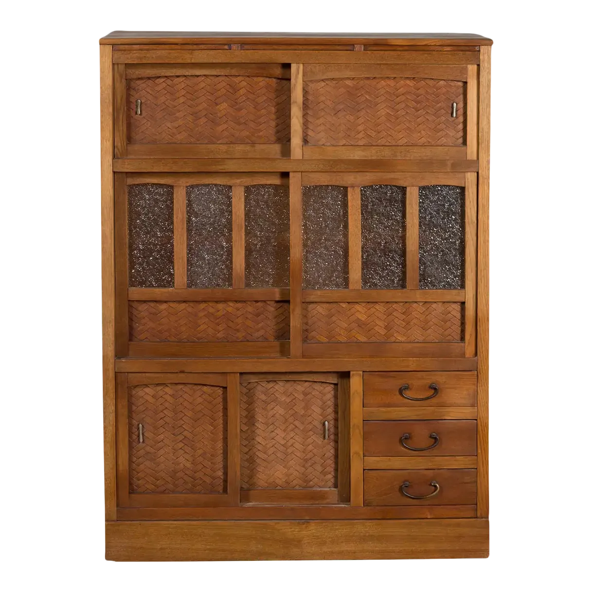 Japanese Antique Kitchen with Sliding Doors, Rattan and Glass