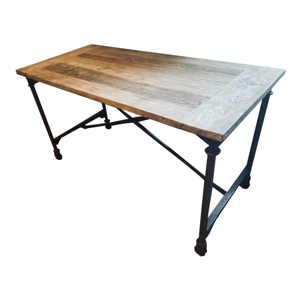 Restoration Hardware 56” Reclaimed Wood & Iron Desk Table Chairish