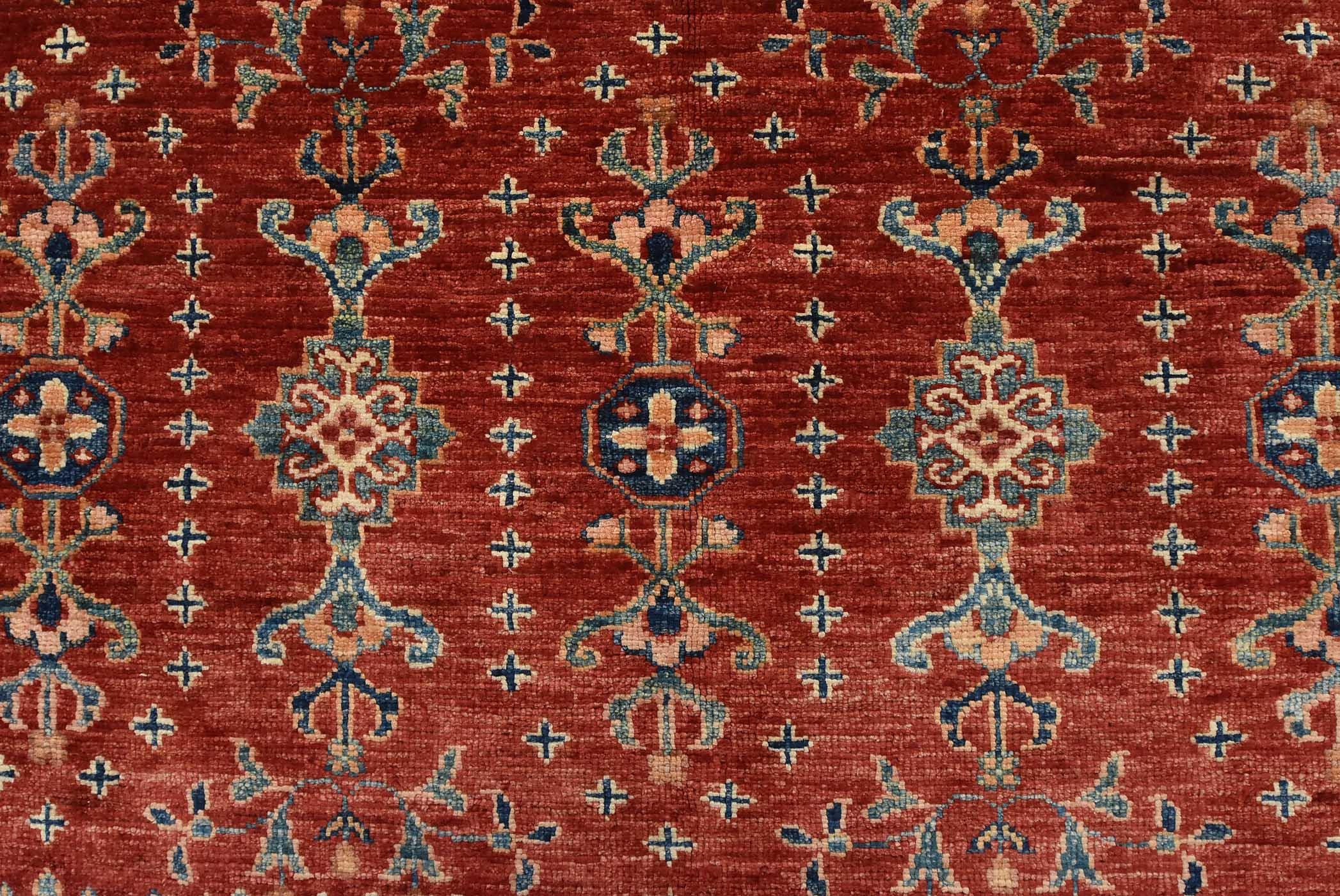 Fine Khorjin Rug 5’6” X 7’7” Red Wool Tribal Hand-Knotted Oriental Carpet