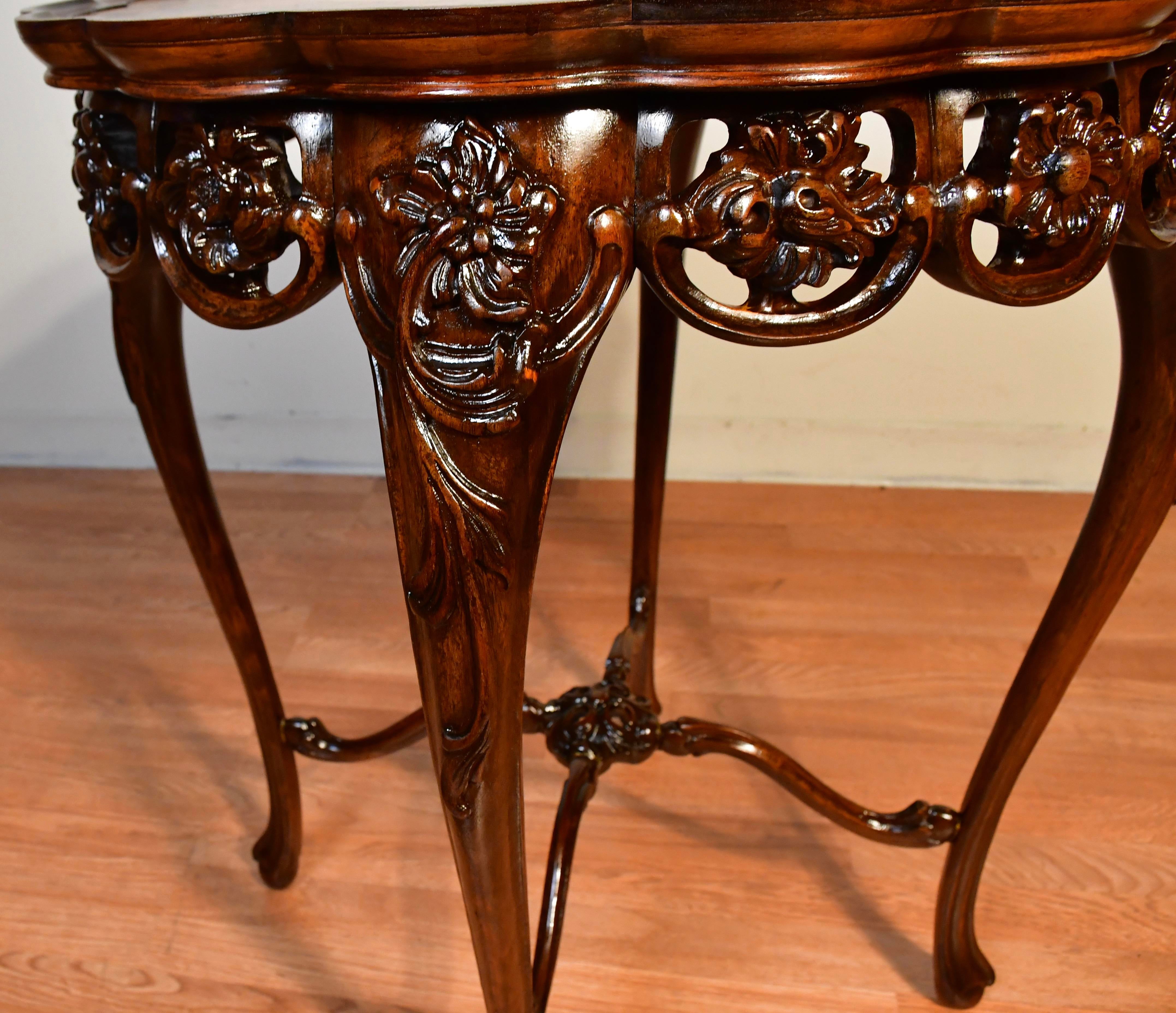 1900s Antique French Louis XV Walnut & Satinwood Inlay Side