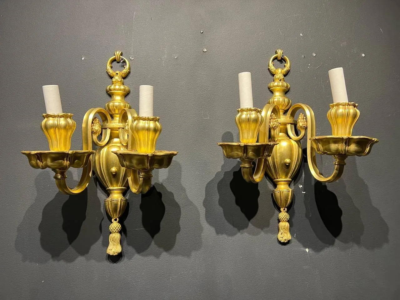 A Pair of 1920s Caldwell Gilt Bronze Sconces