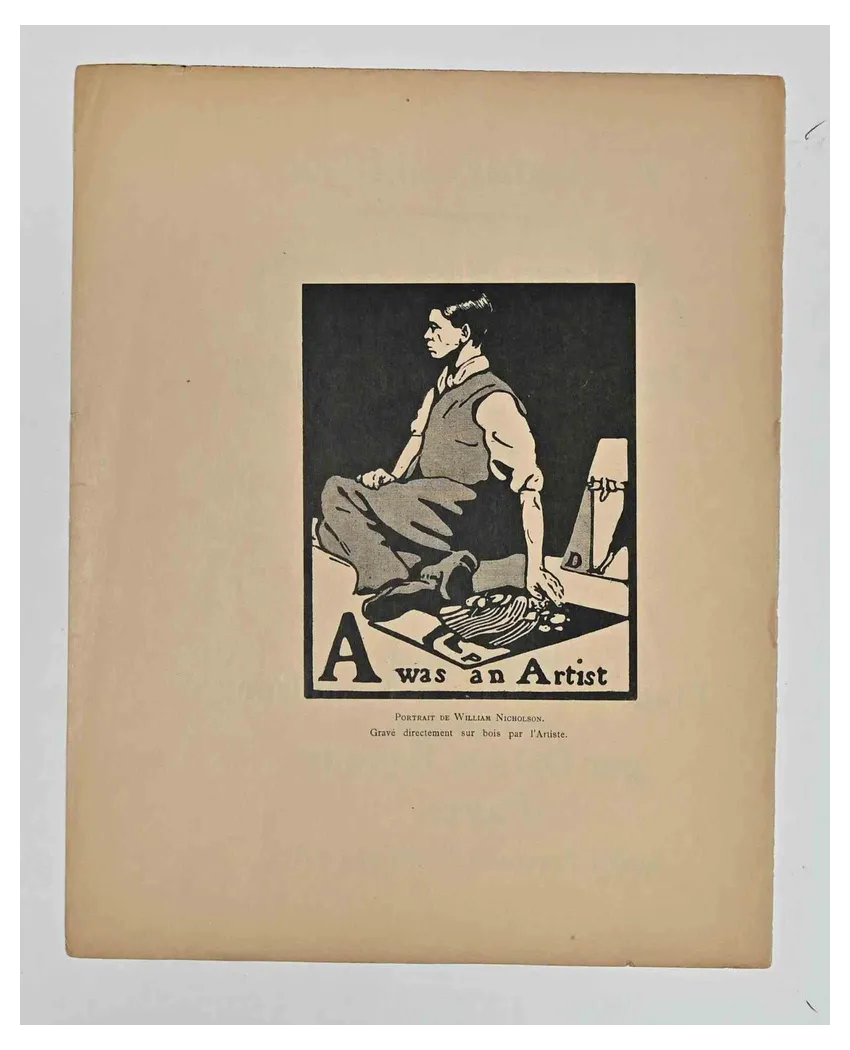 William Nicholson, A Was an Artist, Wood Engraving, 1898 Chairish