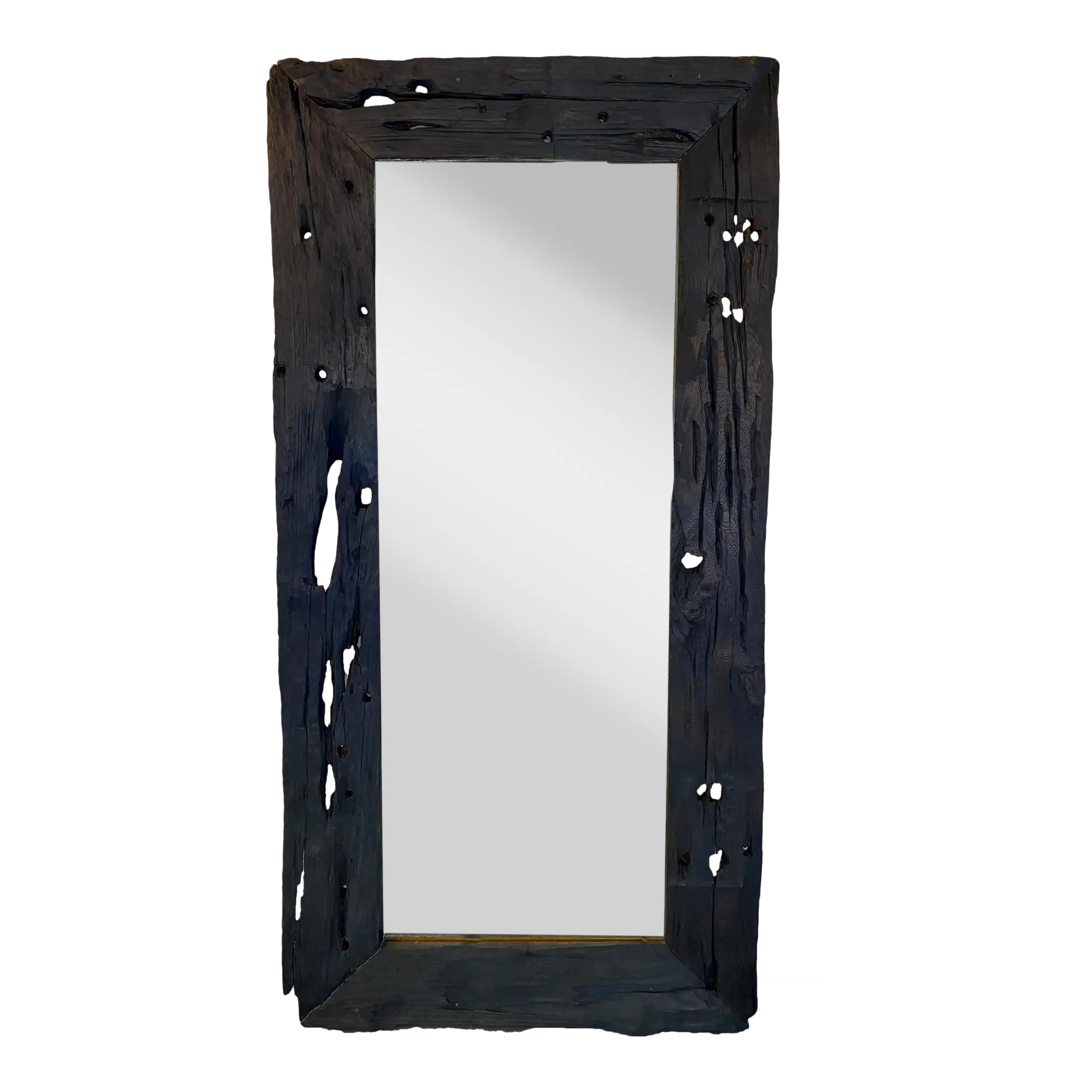 Monumental Modern Rustic Style Hand Carved Wooden Black Frame Floor