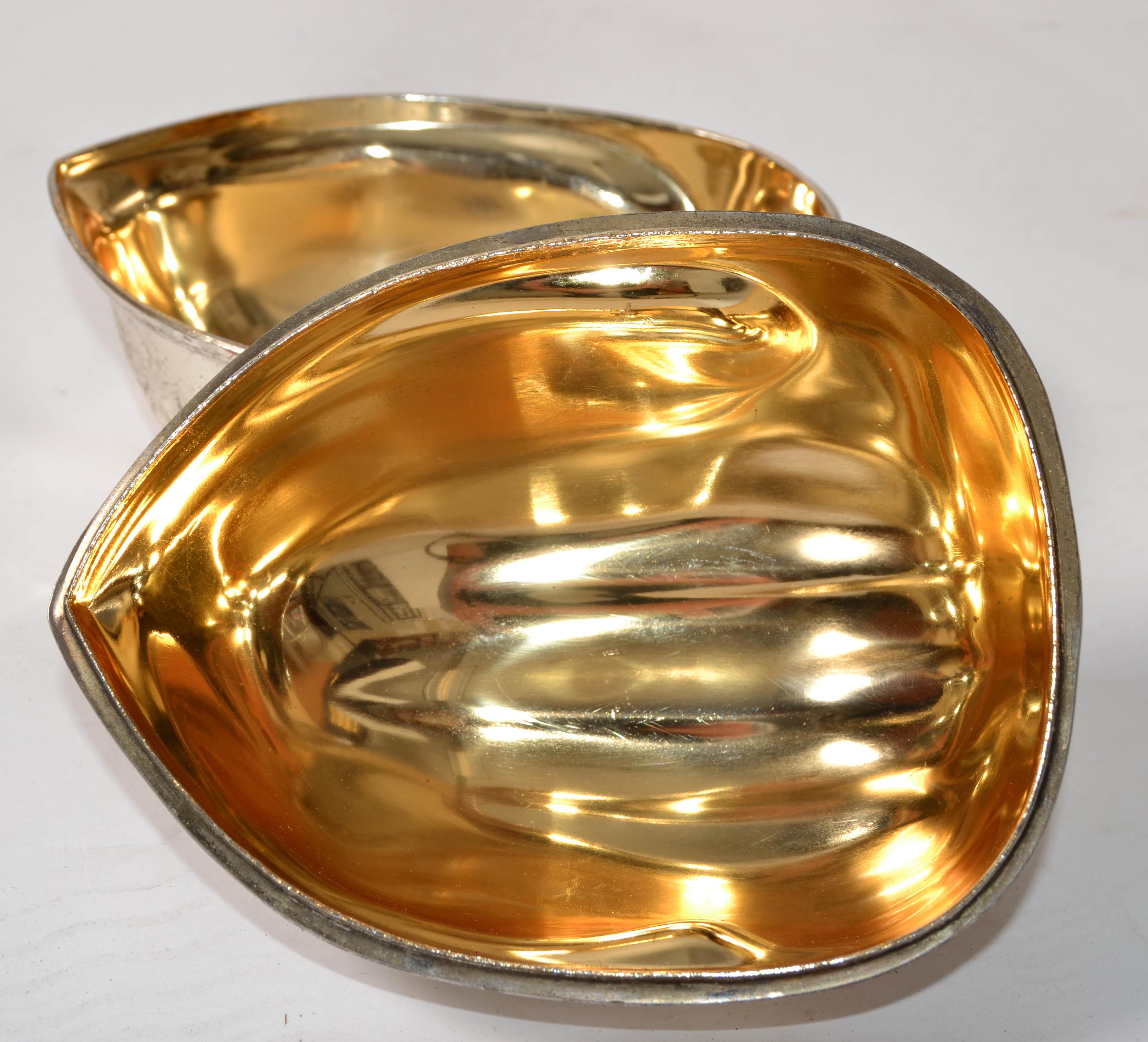 1970s F. B. Rogers Silver Plate Walnut Shaped Sculpture