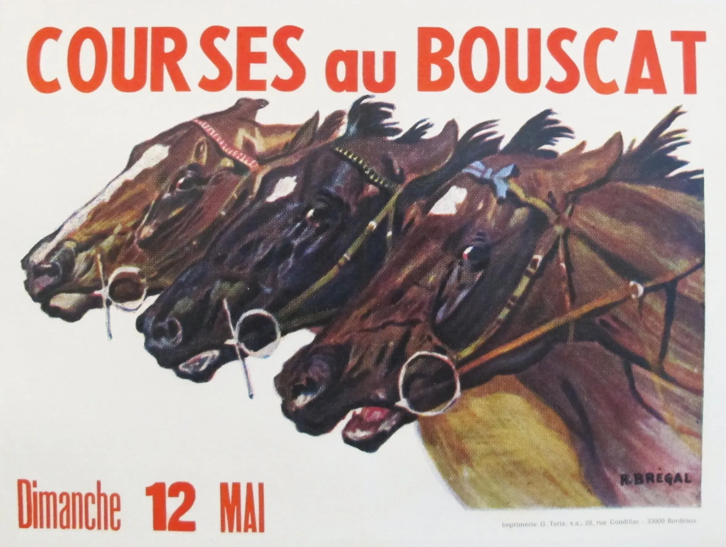 Vintage French Horse Race Poster, 1970\'s Courses de Saintes