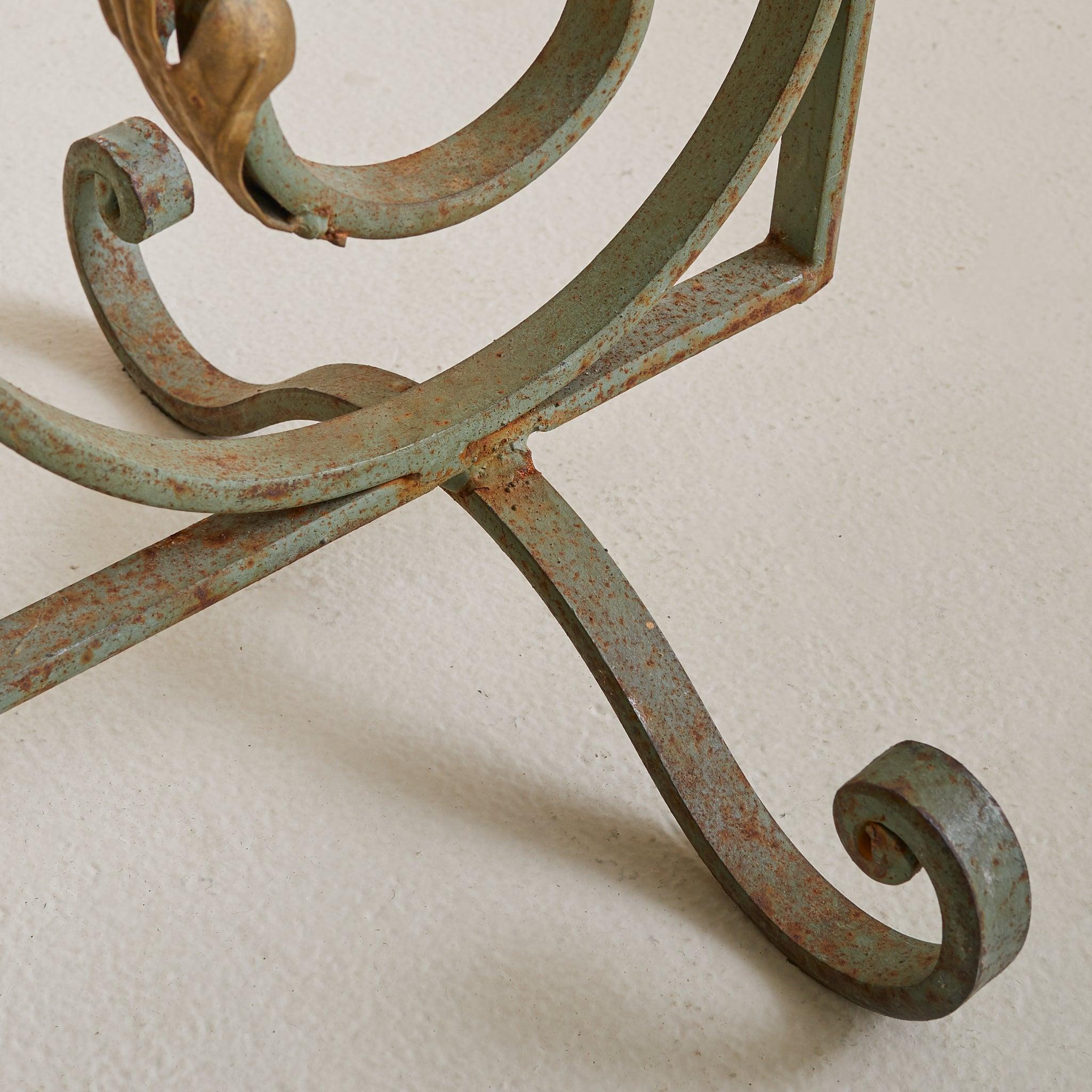 Pair of French Art Deco Verdigris Wrought Iron Screens or Room Dividers, 1940s