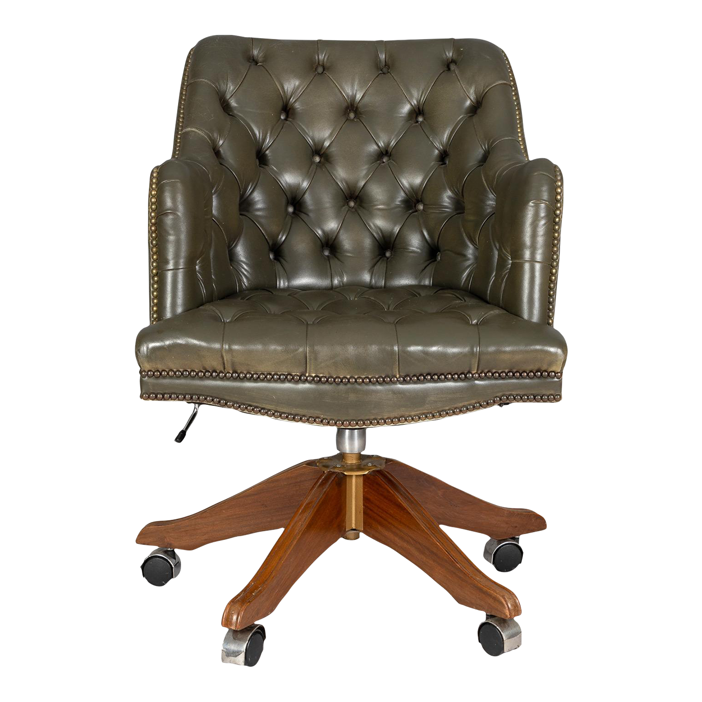 1980s Vintage Leather Swivel Desk Chair Chairish