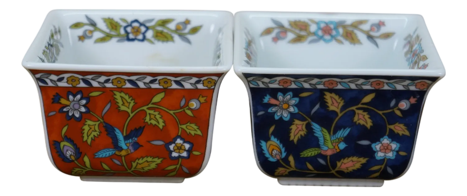 2 1980s Takahashi San Francisco Chinoiserie Silk Road Nut Dish