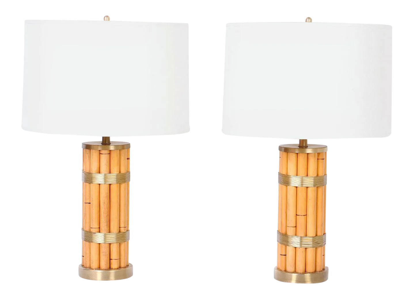 Midcentury Faux Bamboo Table Lamps A Pair Chairish