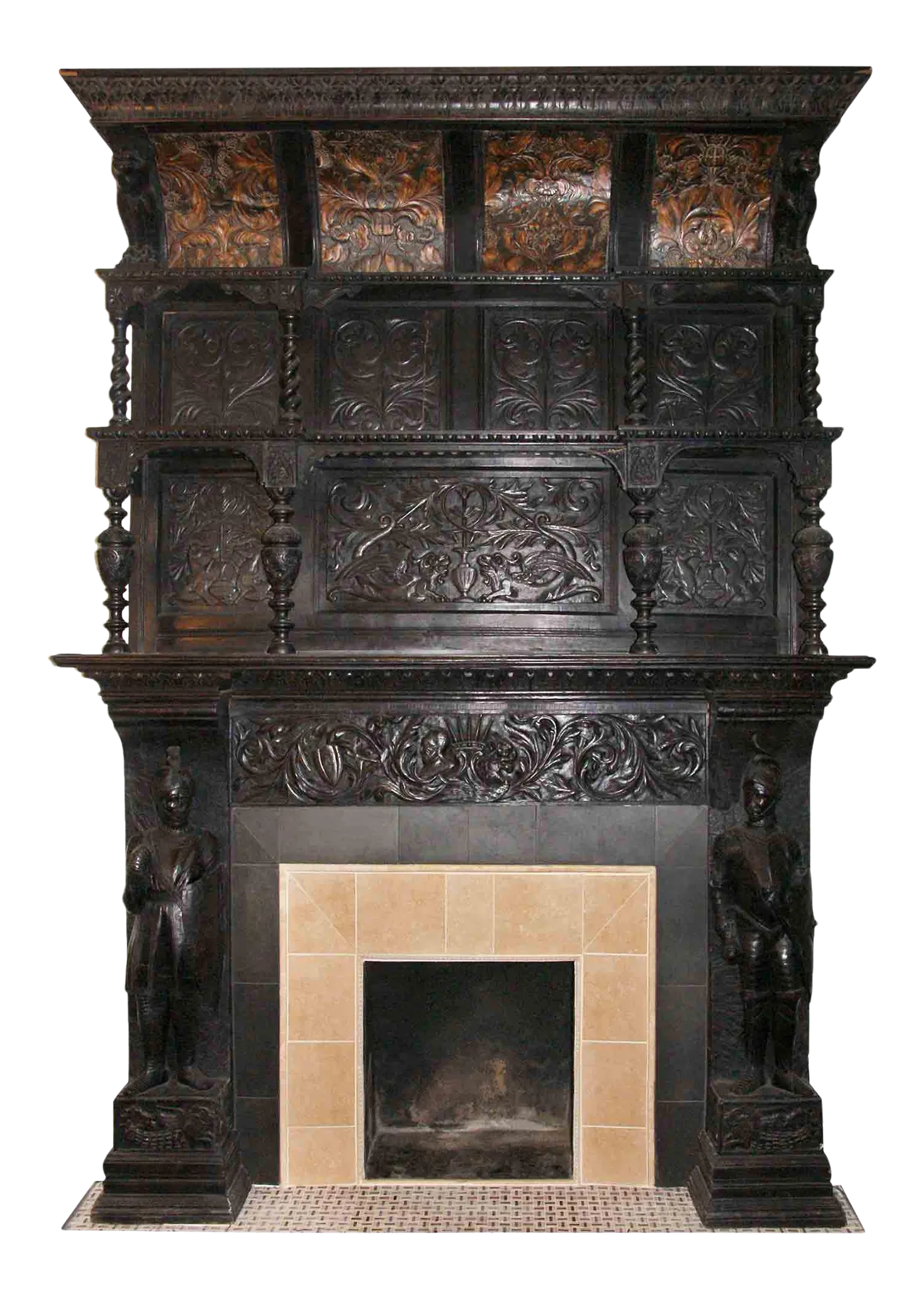 Late 19th Century German Renaissance Style Carved Chestnut Mantel Chairish
