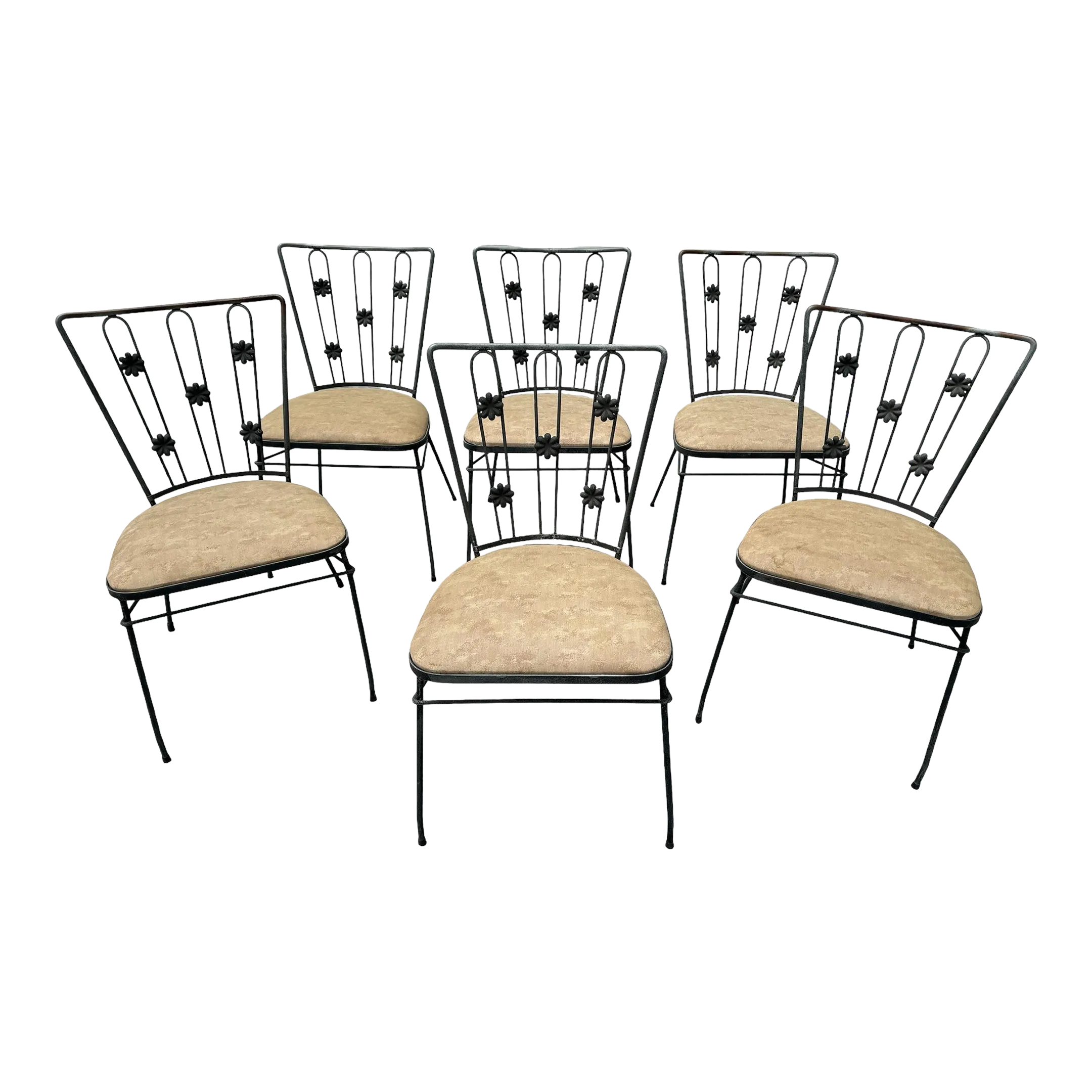 1950s Mid Century Modern Iron Dining Chairs in the Style of Paul
