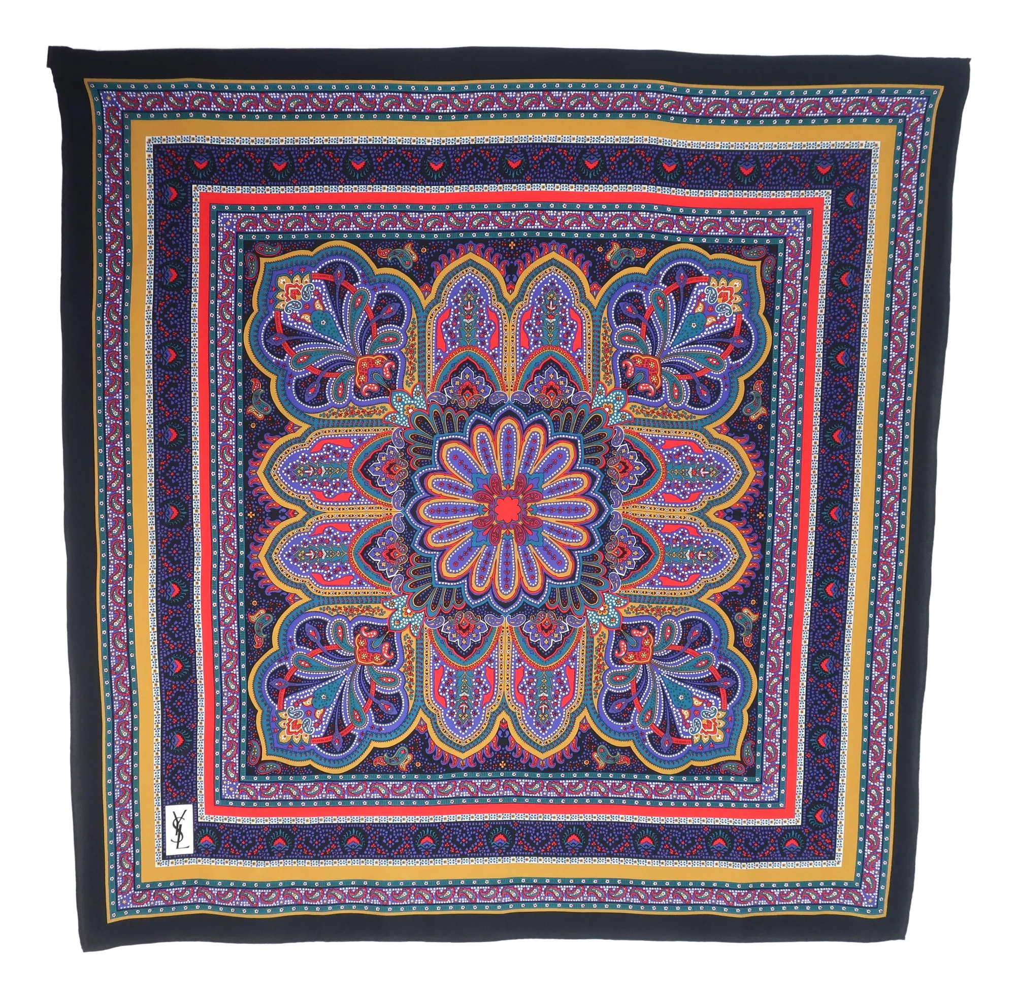Vintage Yves Saint Laurent Paisley Style Silk Scarf | Chairish