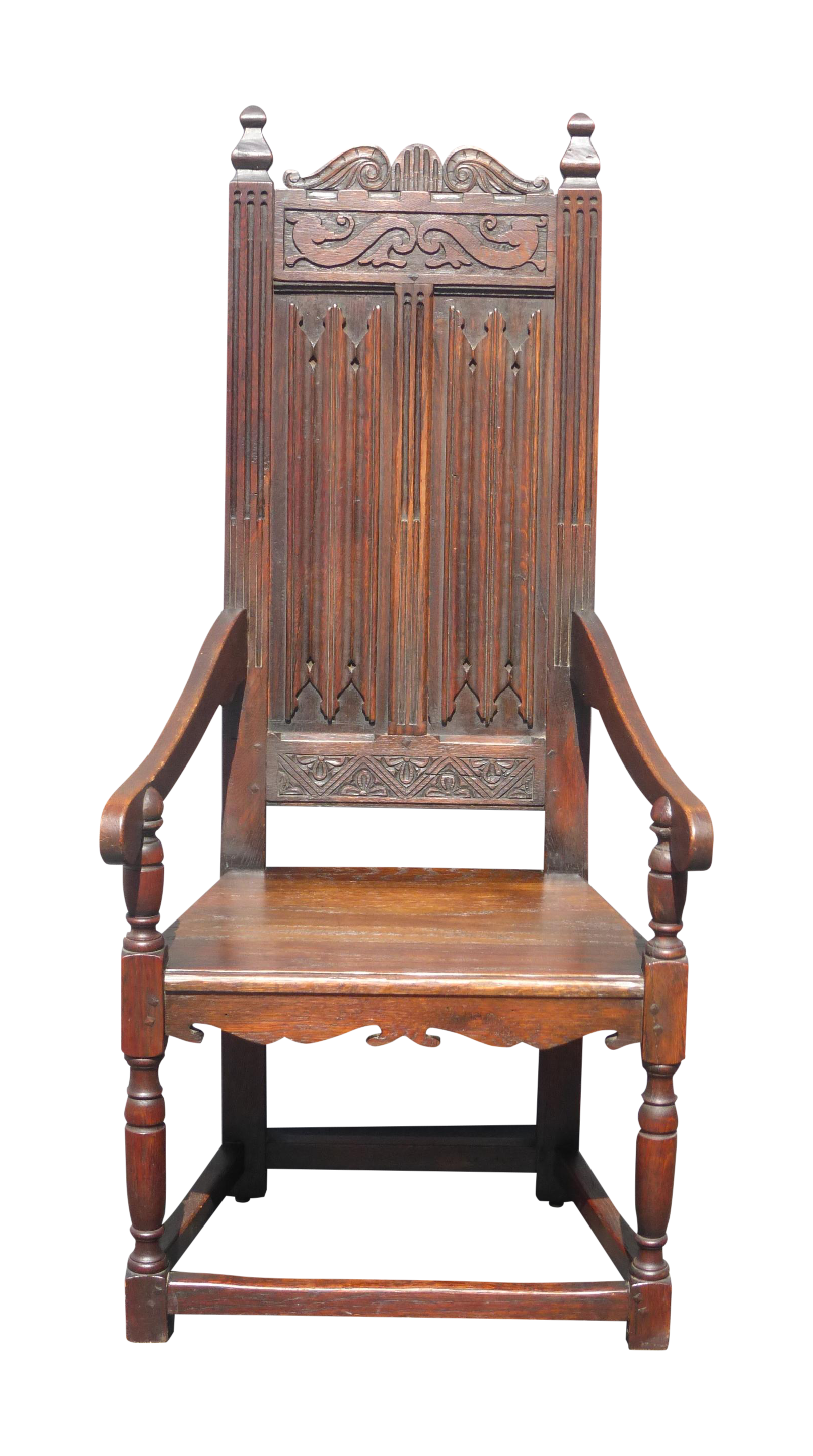 Antique Spanish Revival Carved Throne Chair 6 Ft